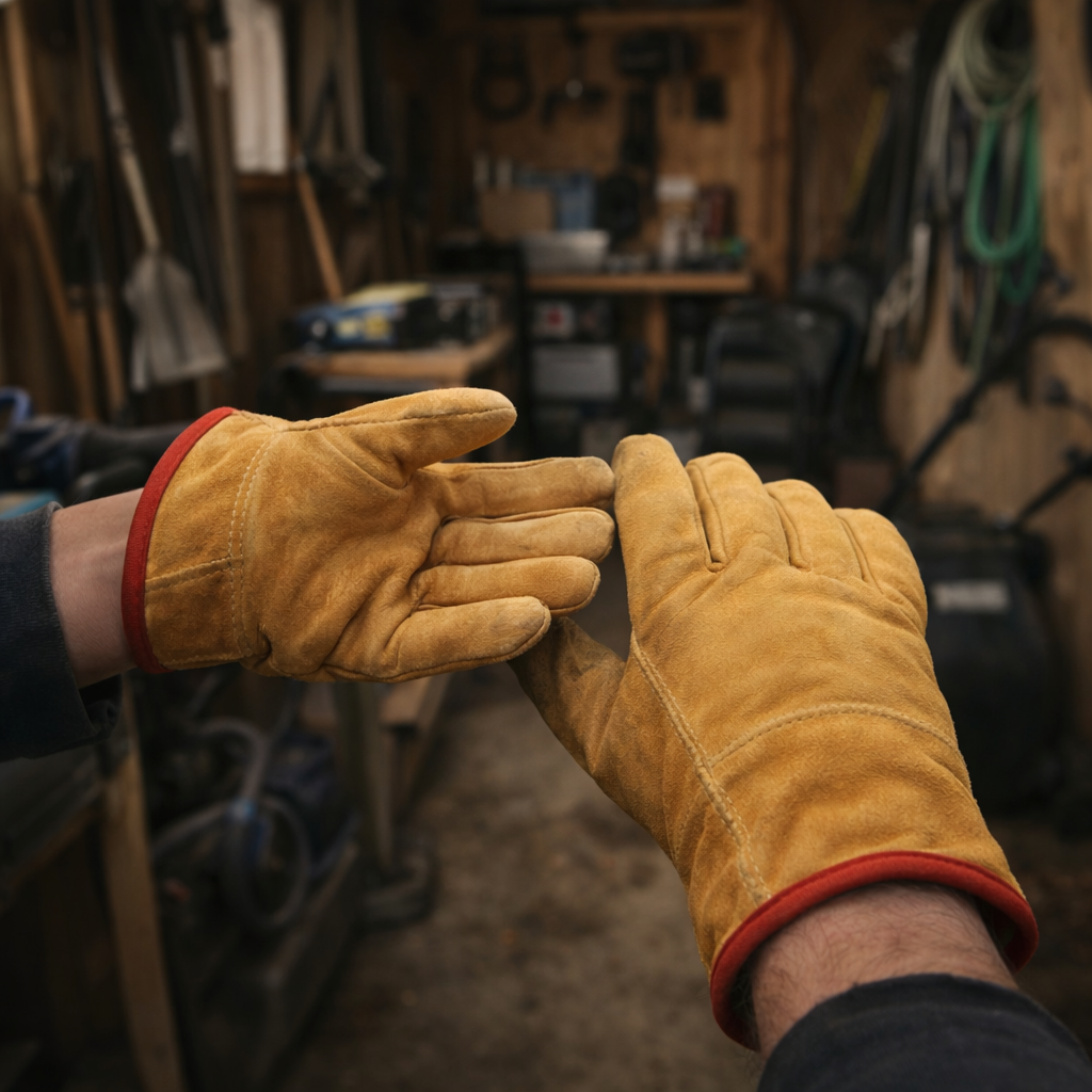 Ace Split Cowhide Gloves Tan - Size Small