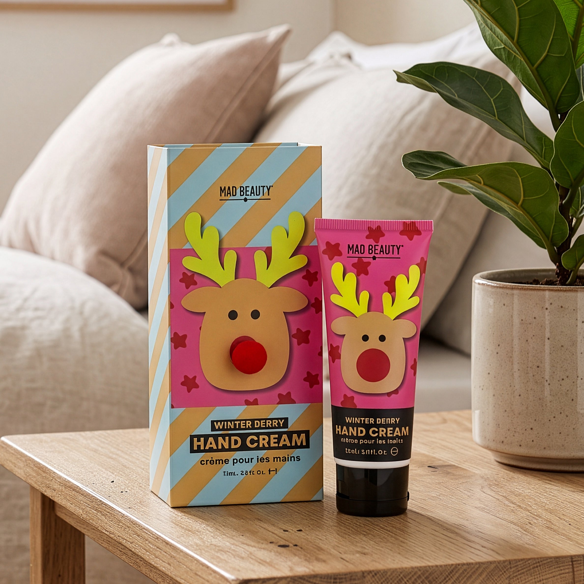 Mad Beauty Rudolf Pom Pom Hand Cream 75ml- Winter Berry