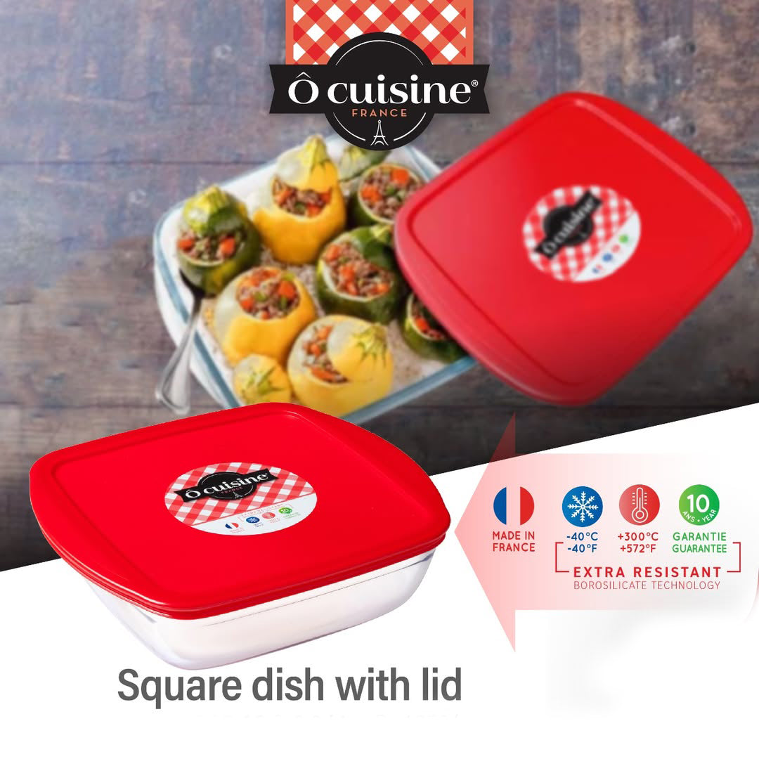 Ocuisine Square Dish with Lid 1.5L 25 x 22 x 5 cm