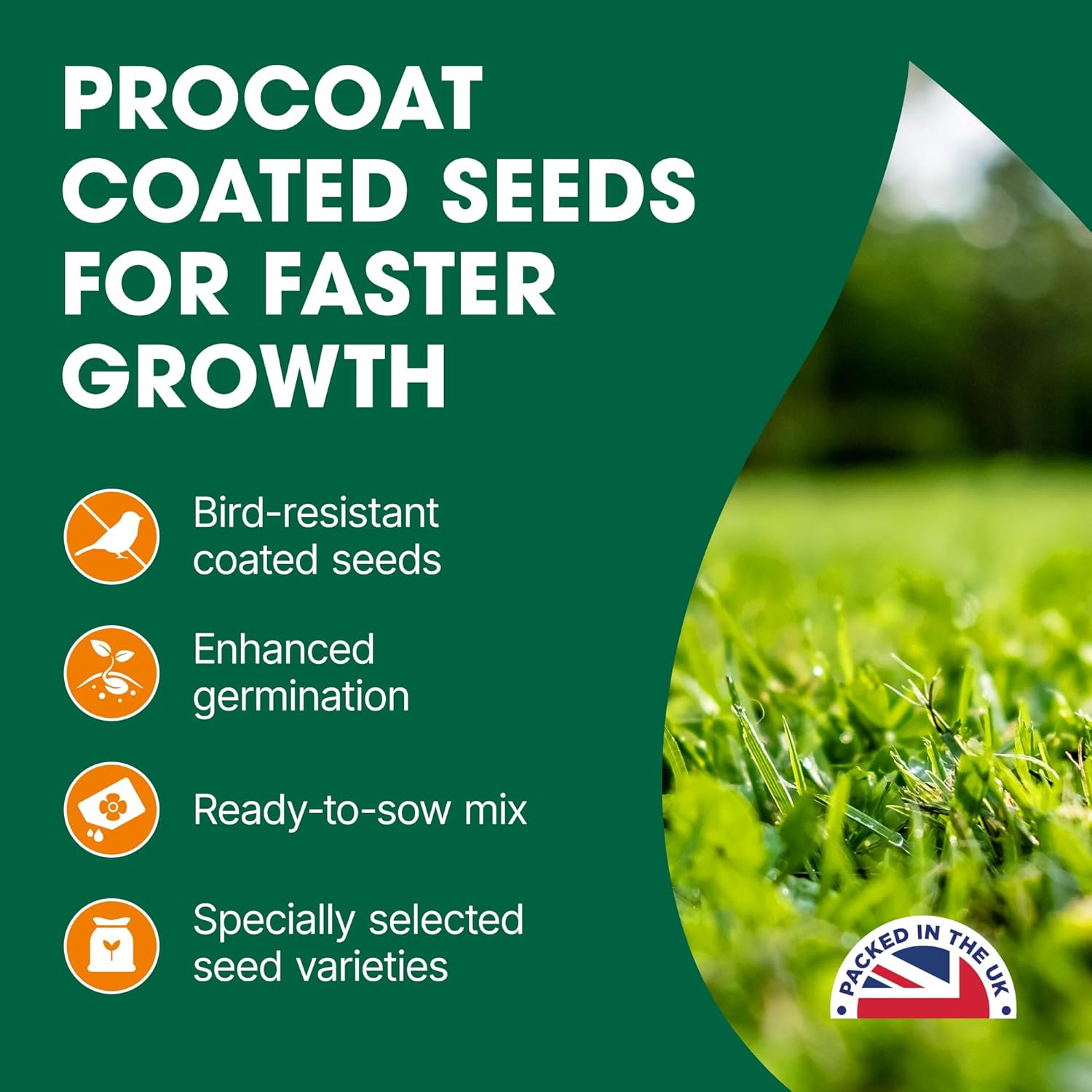 Doff Green Fingers Multi-Purpose Lawn Seed  1kg - covers 40 sqm