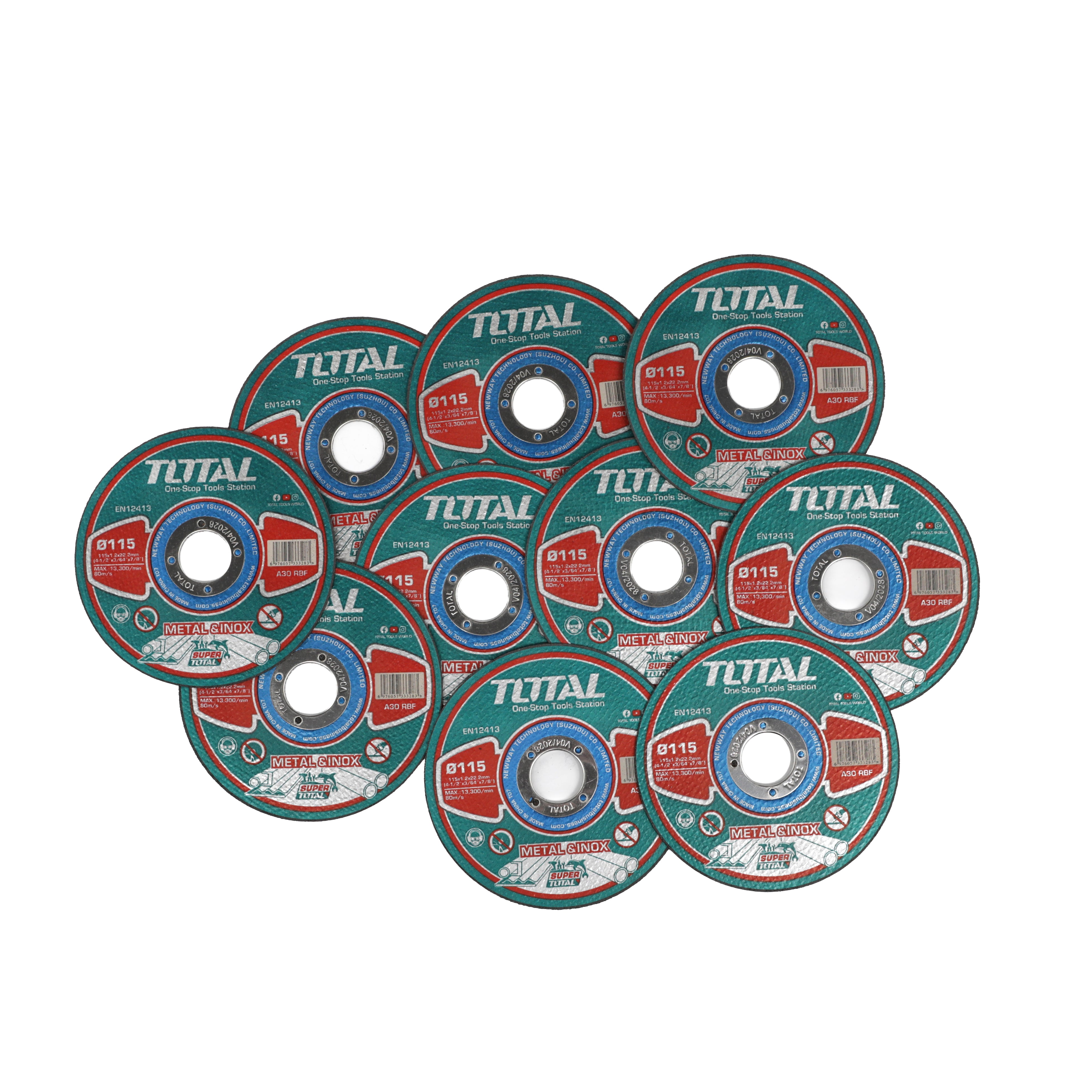 Total Abrasive Metal Cutting Disc Set - 10pcs - TAC2211155