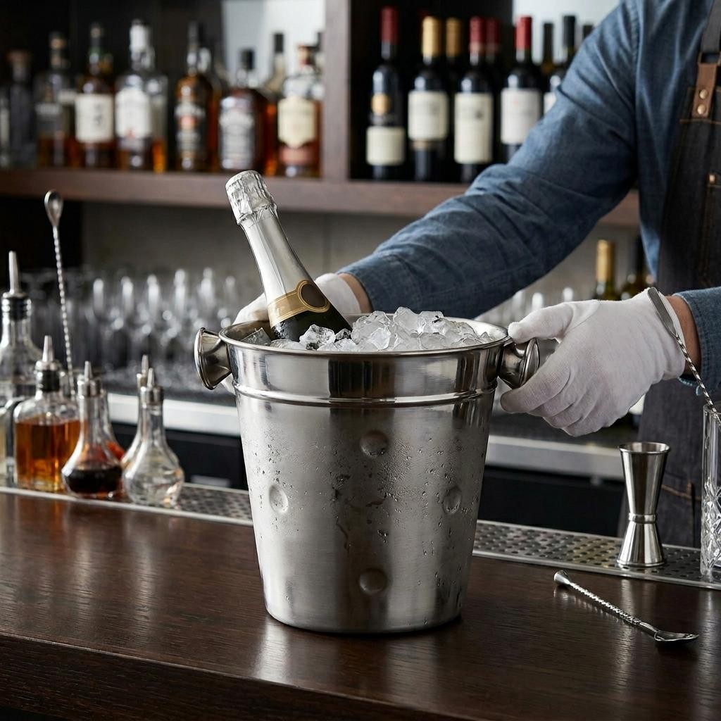 Apollo Stainless Steel 21cm Champagne Bucket Silver