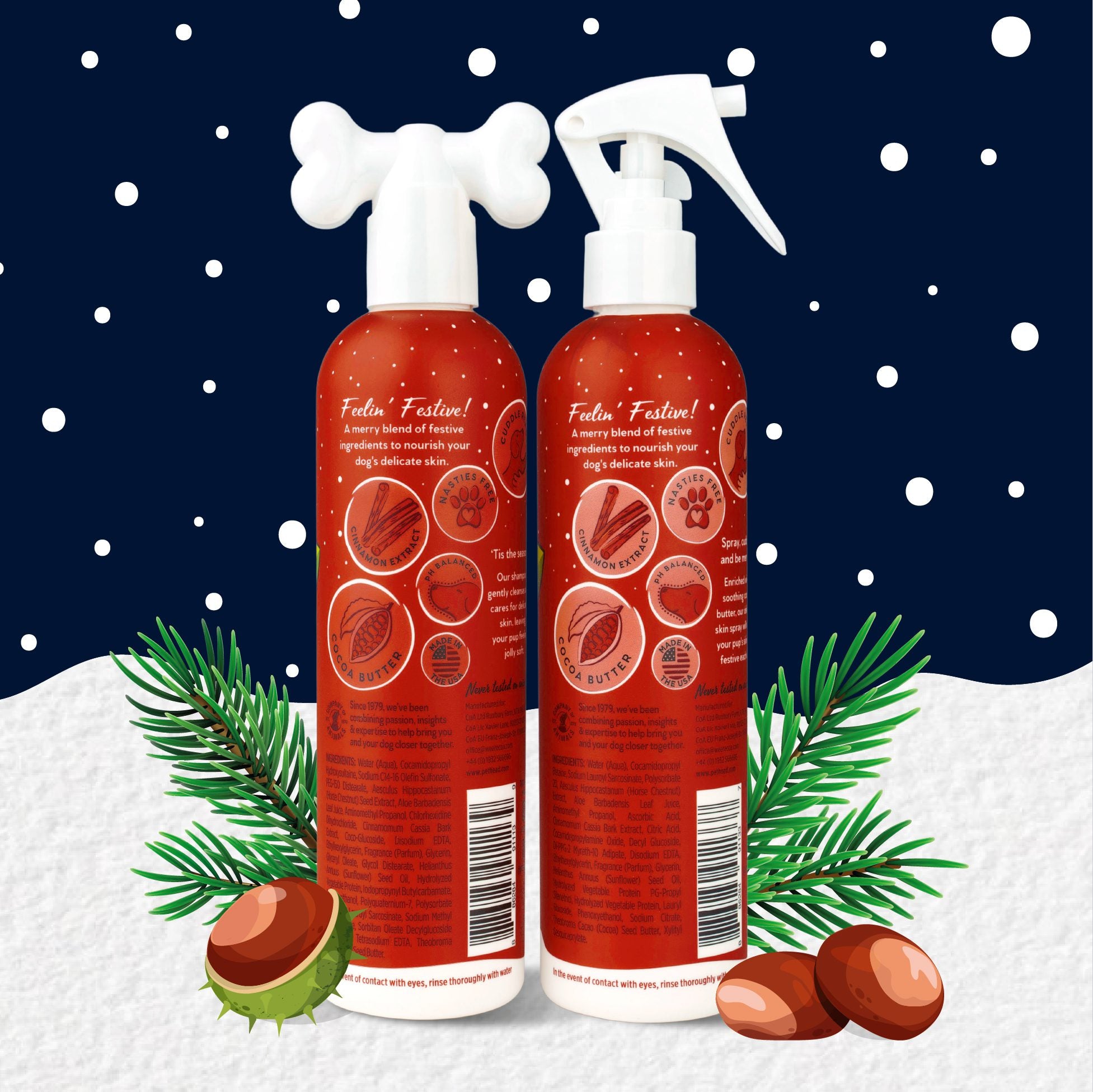 Pet Head Festive Dog Shampoo and Spray Set  Roasted Chestnut with Cinnamon Scent 300ml