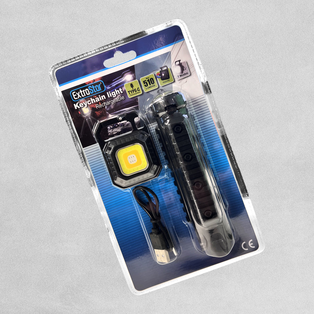 Extrastar LED Rechargeable Keychain With Light. 7 Modes 510 Lumens Max