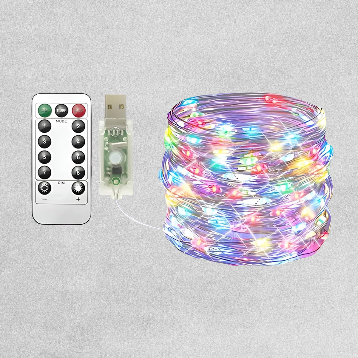 Extra Star USB Copper Light String RGB Led Wire String 2mx2m 200 Led 6 Strips 8 Modes With Remote Control