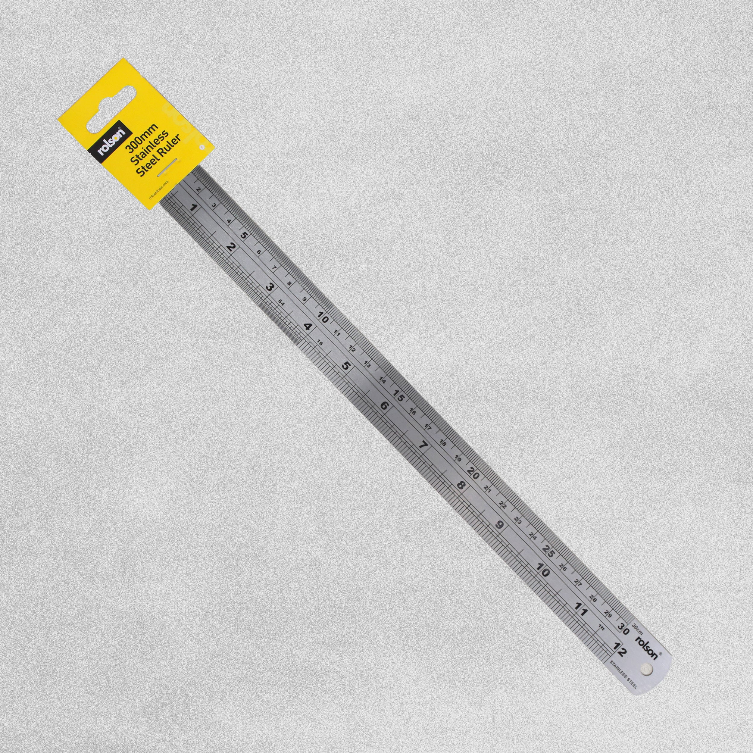 Rolson 300mm Stainless Steel Ruler/Conversion chart