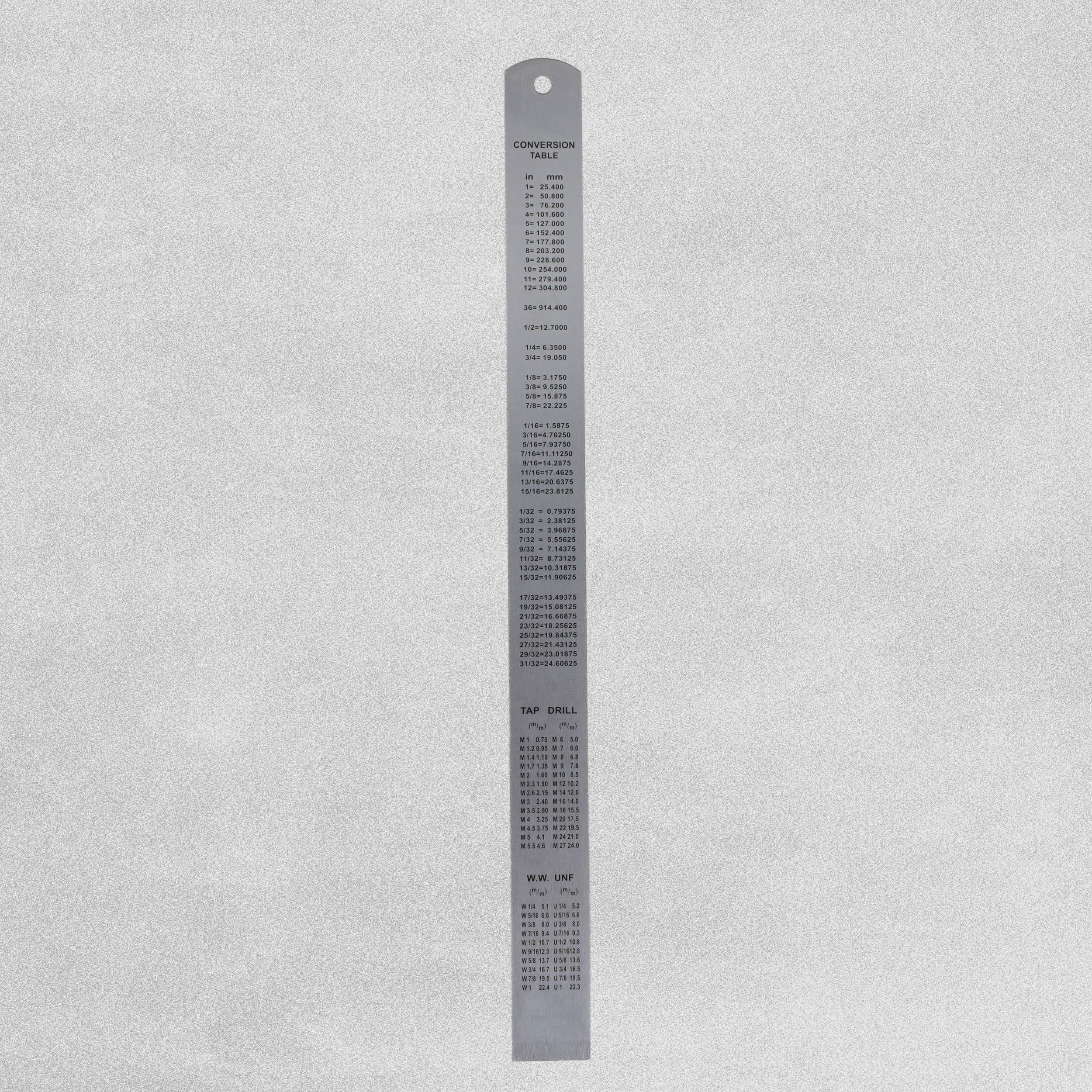Rolson 300mm Stainless Steel Ruler/Conversion chart