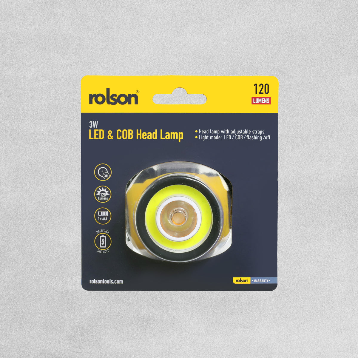 Rolson LED & COB Head Lamp 120 Lumens 3W
