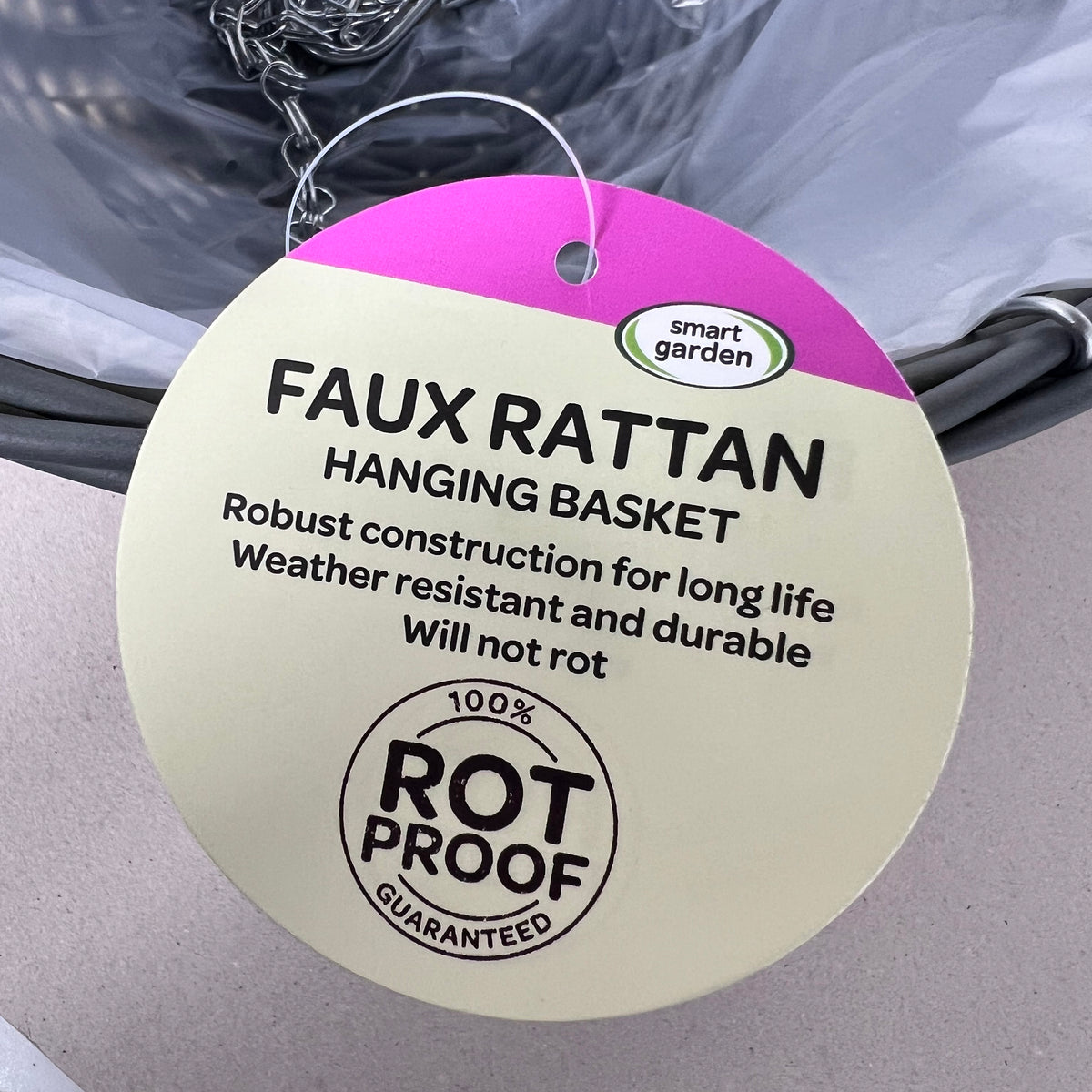 Smart Garden 14" Faux Rattan Hanging Basket - various colours