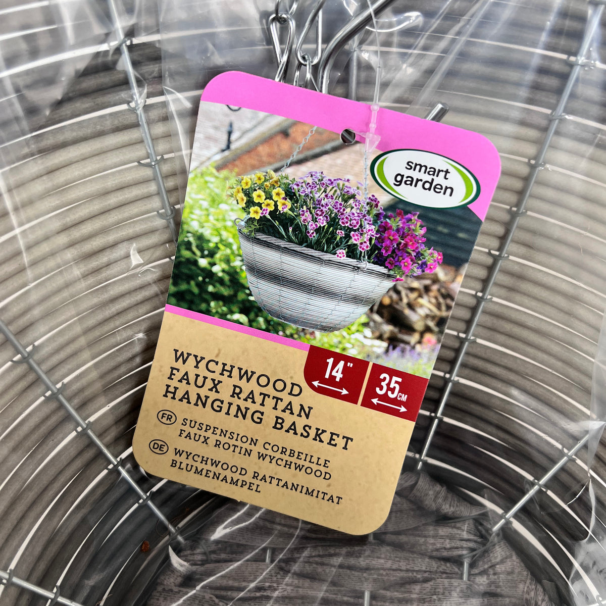 Smart Garden 14" Faux Rattan Hanging Basket - various colours
