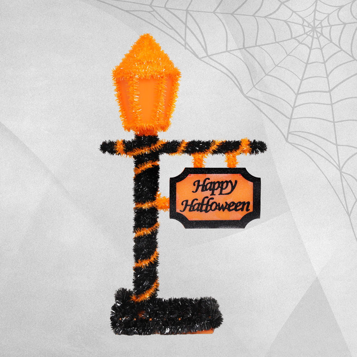 Halloween Tinsel Glowing Lamp Post - 44cm tall