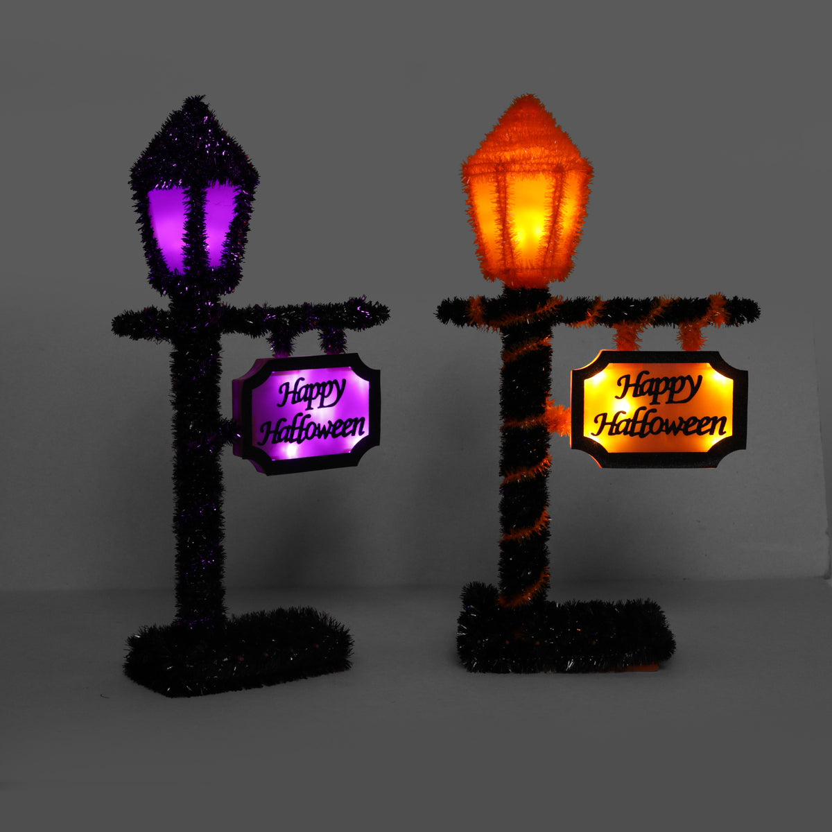 Halloween Tinsel Glowing Lamp Post - 44cm tall