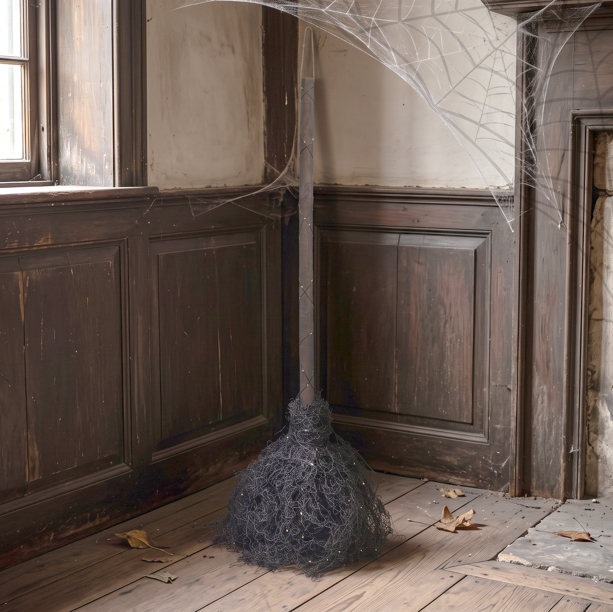 Halloween InLit Wookey Witch Broom with Lights