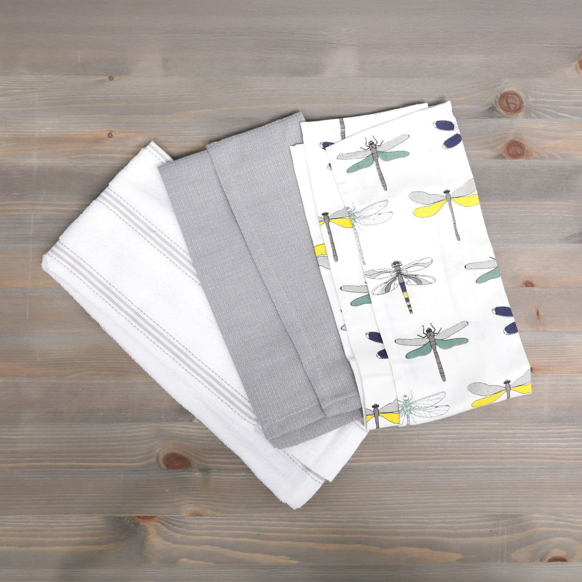 Loomcraft Tea Towel Set 100% Cotton Dragonfly 3pk