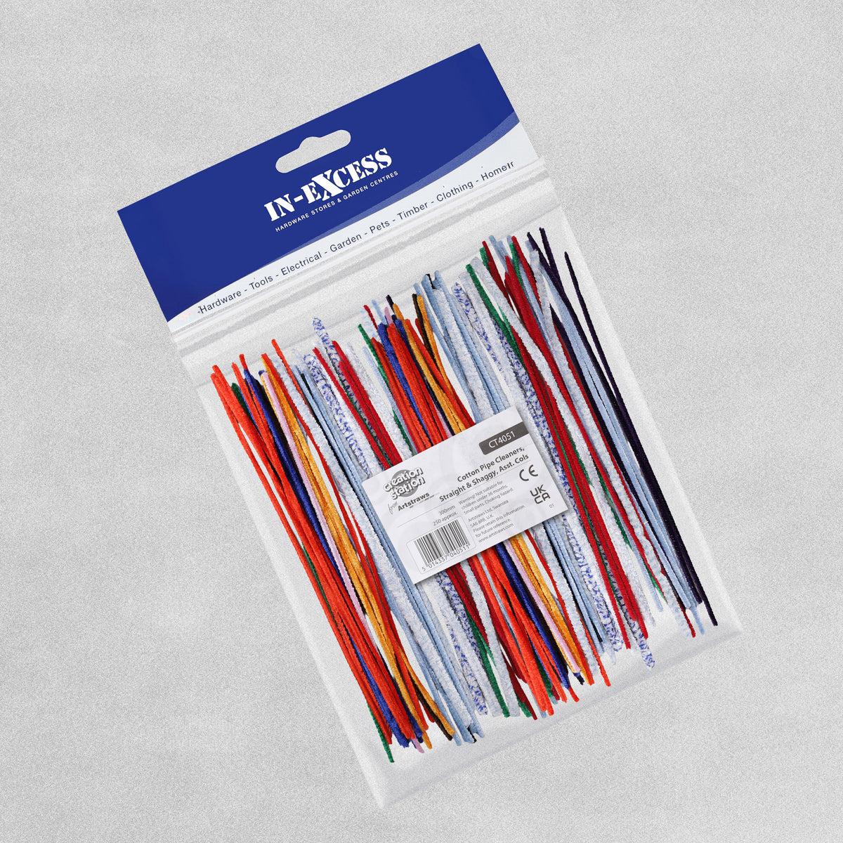 Craft Pipe Cleaners Straight and Shaggy - Size L300mm - Assorted colours - pack of 250