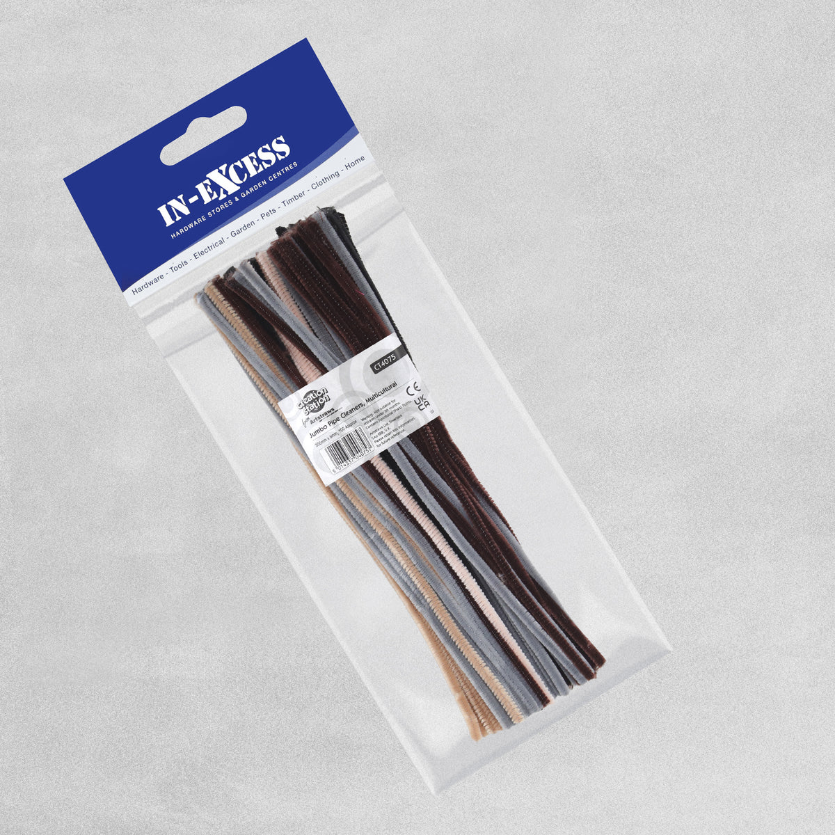 Craft Pipe Cleaners - L300mm, 6mm wide - Assorted Colours - 100 packs