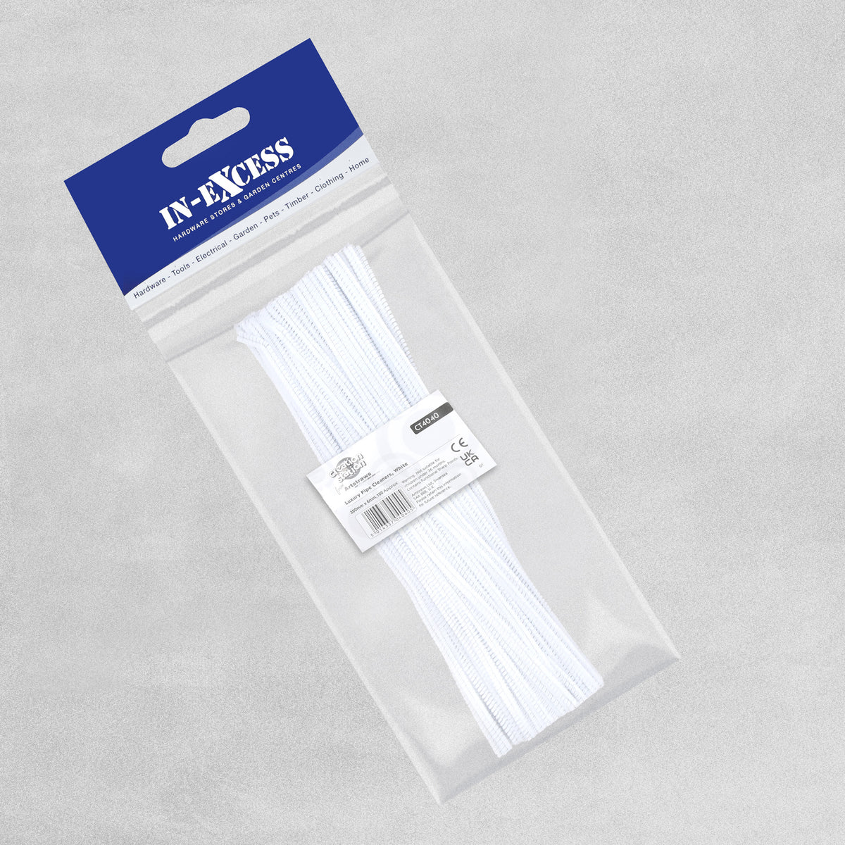 Craft Pipe Cleaners - L300mm, 6mm wide - Assorted Colours - 100 packs
