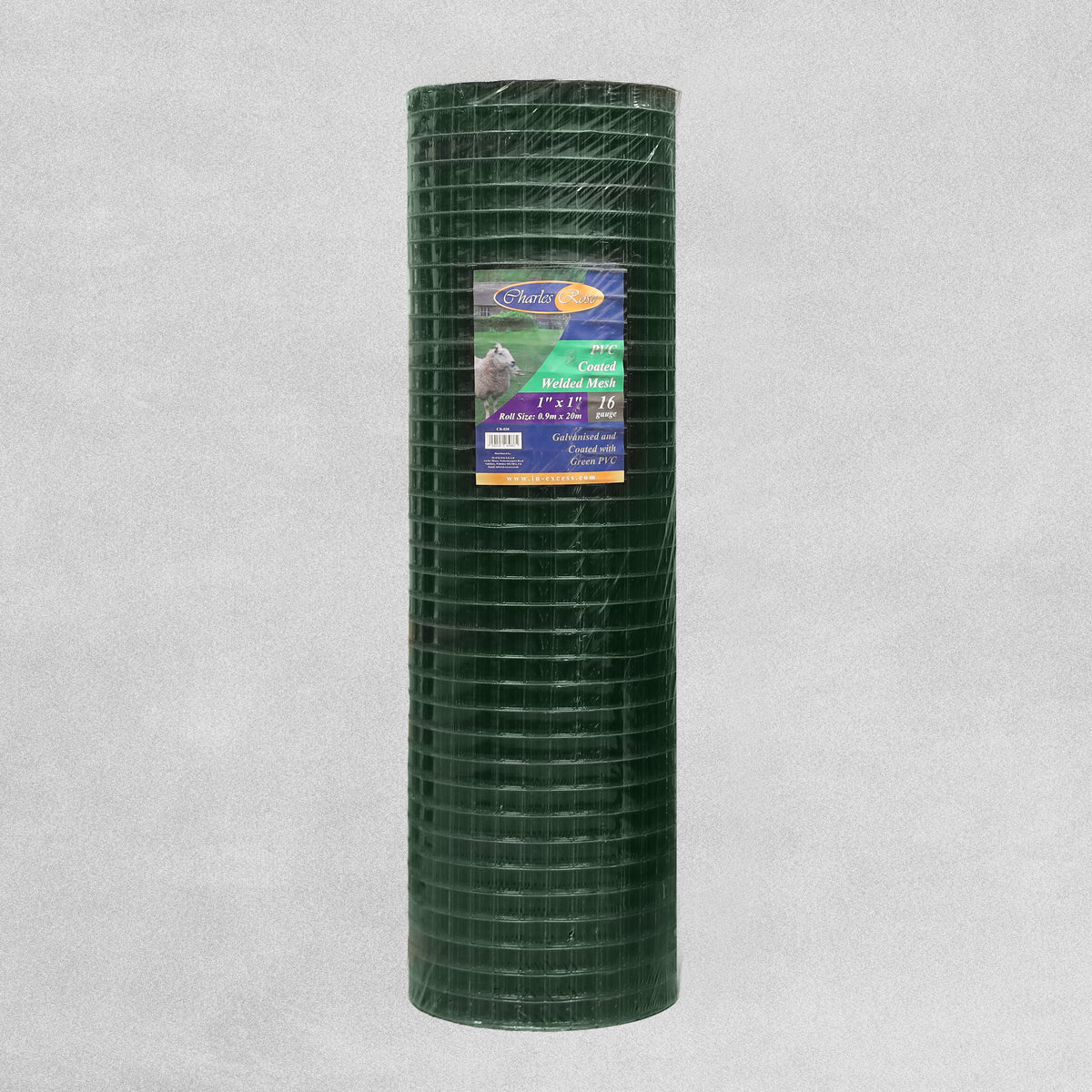 Charles Rose PVC Coated Galvanised Wire Fence Welded 16 Gauge Mesh 1" x 1" - Various Roll Sizes
