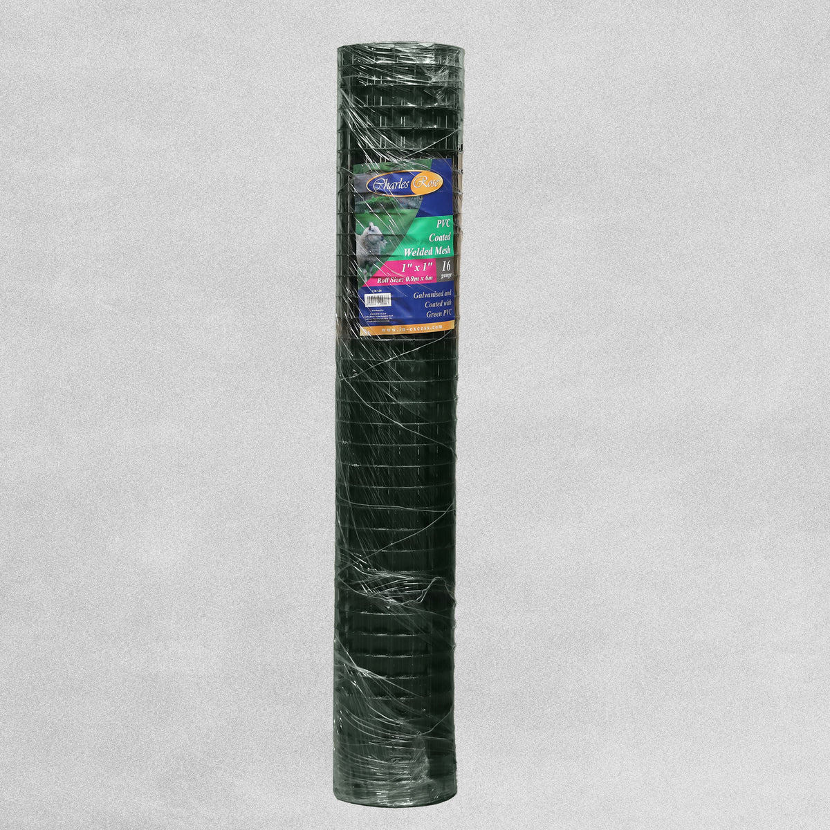 Charles Rose PVC Coated Galvanised Wire Fence Welded 16 Gauge Mesh 1" x 1" - Various Roll Sizes