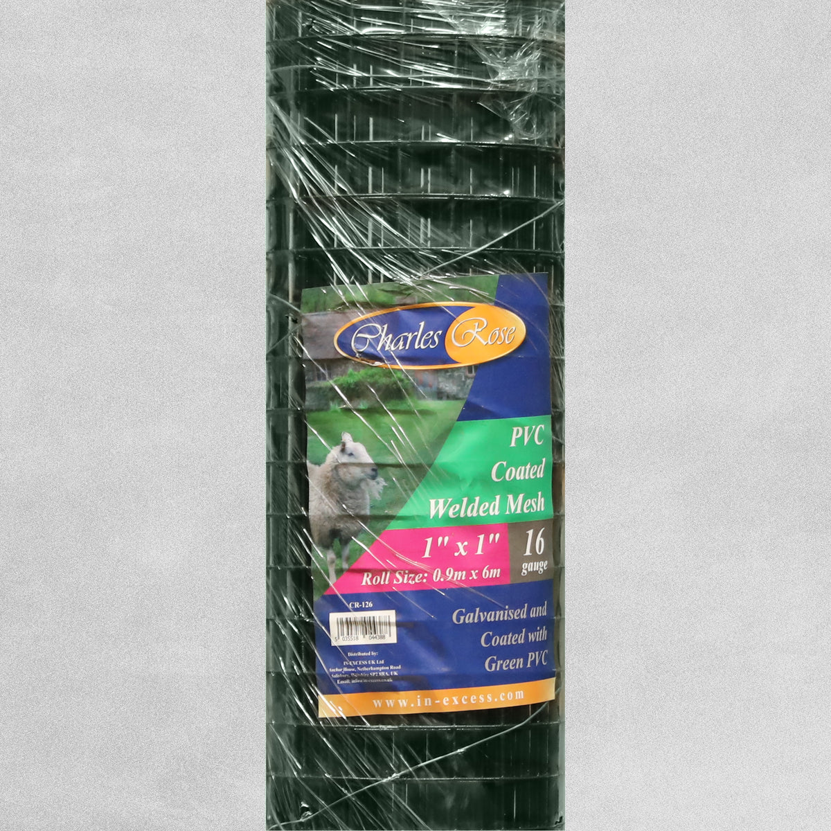 Charles Rose PVC Coated Galvanised Wire Fence Welded 16 Gauge Mesh 1" x 1" - Various Roll Sizes