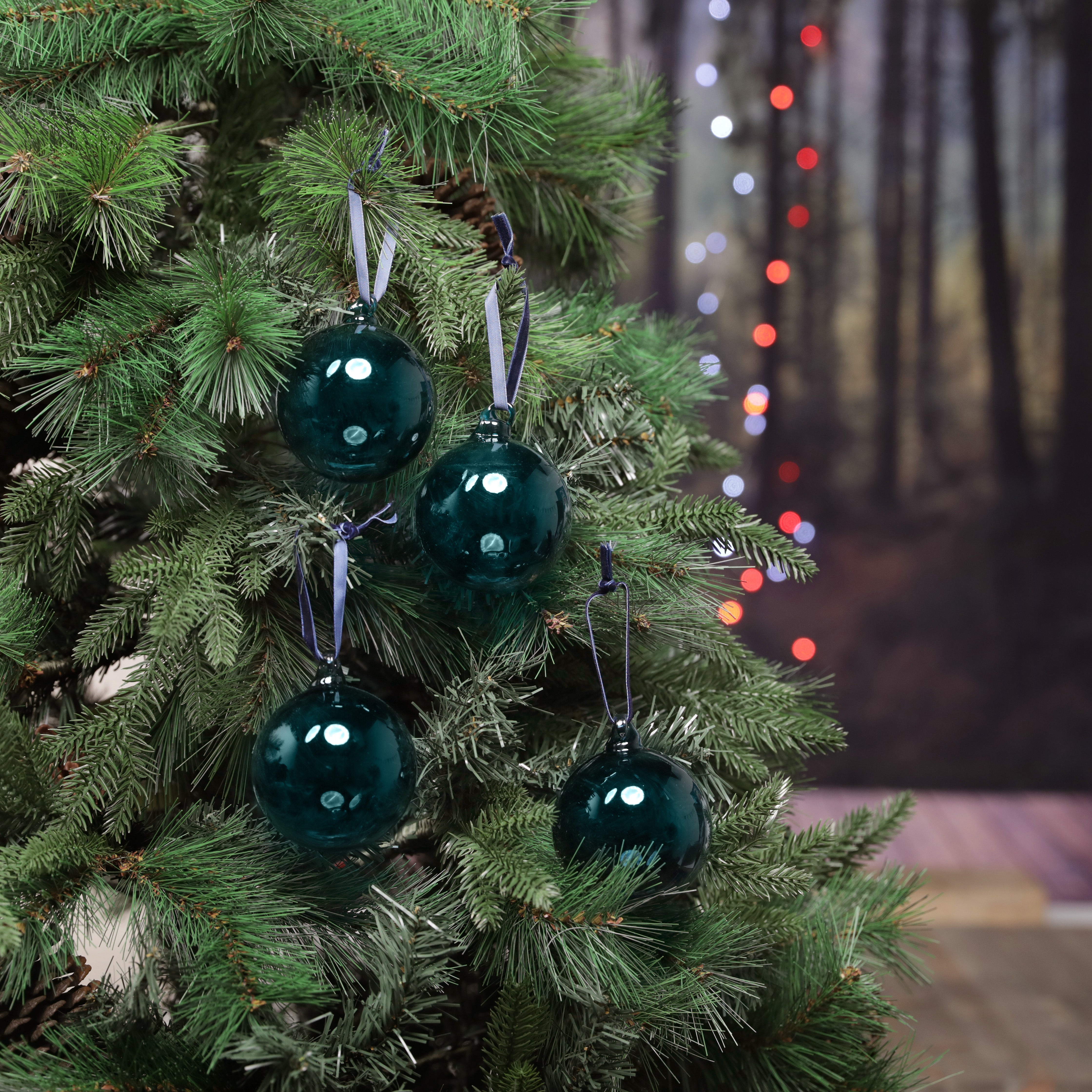 Set of 4 Glass Baubles - Various Colours Available