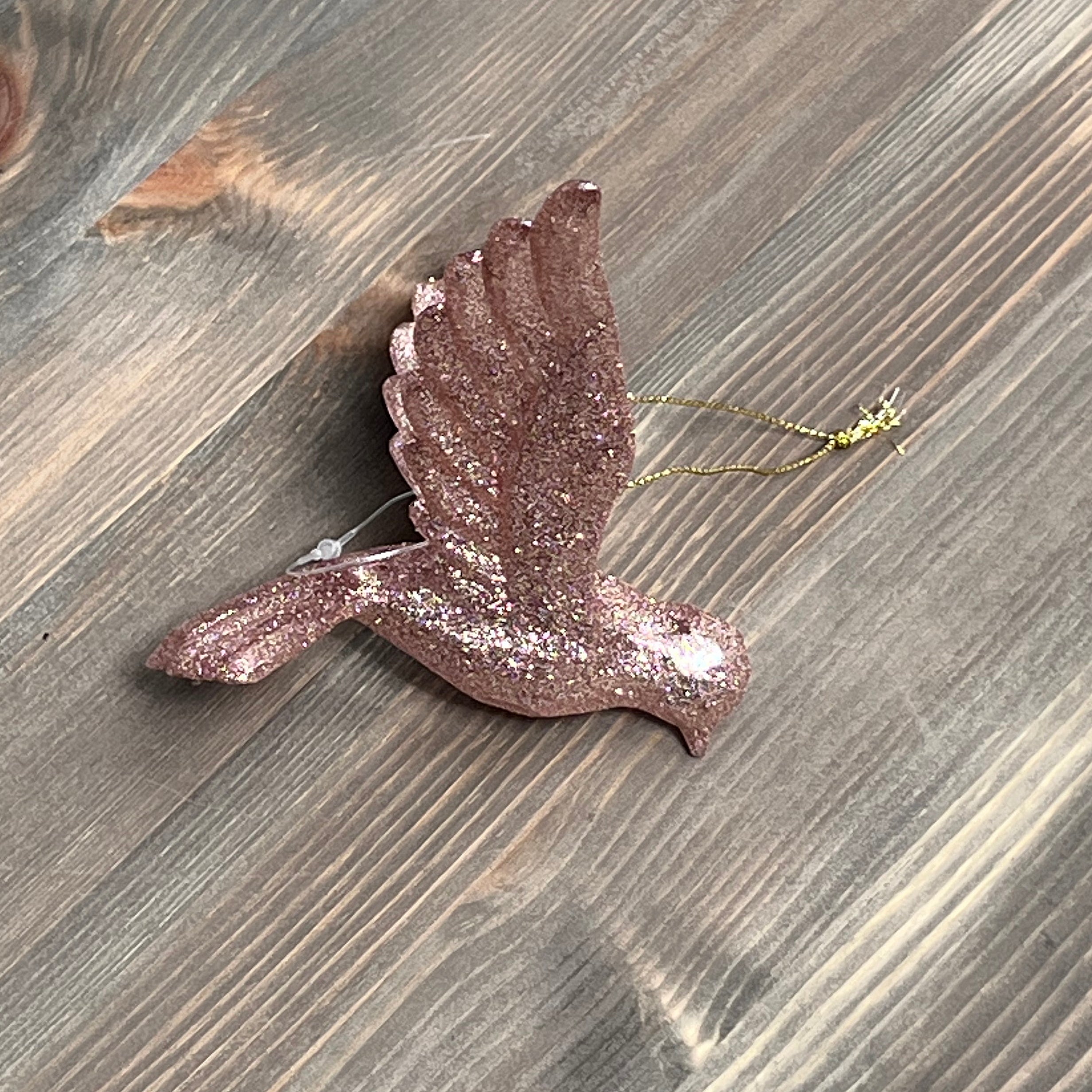 Festive Rose Gold Glitter Dove Decoration - 10cm