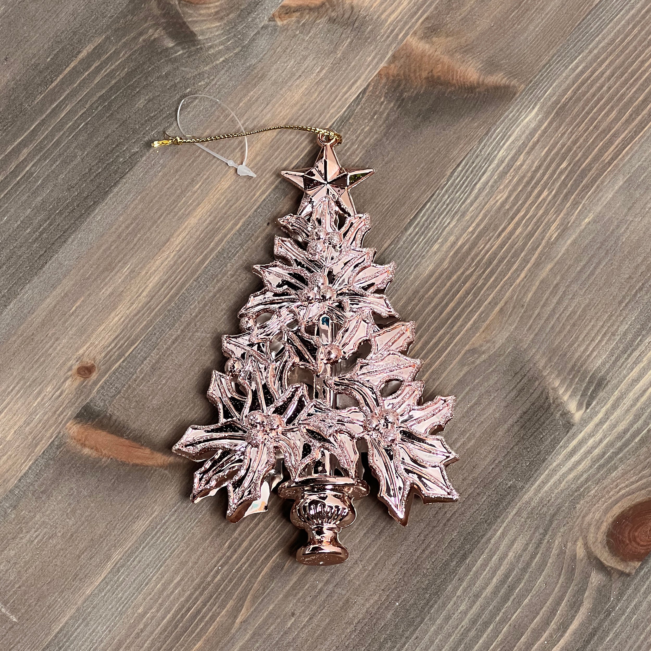Festive Copper Acrylic Christmas Tree Decoration - 16cm
