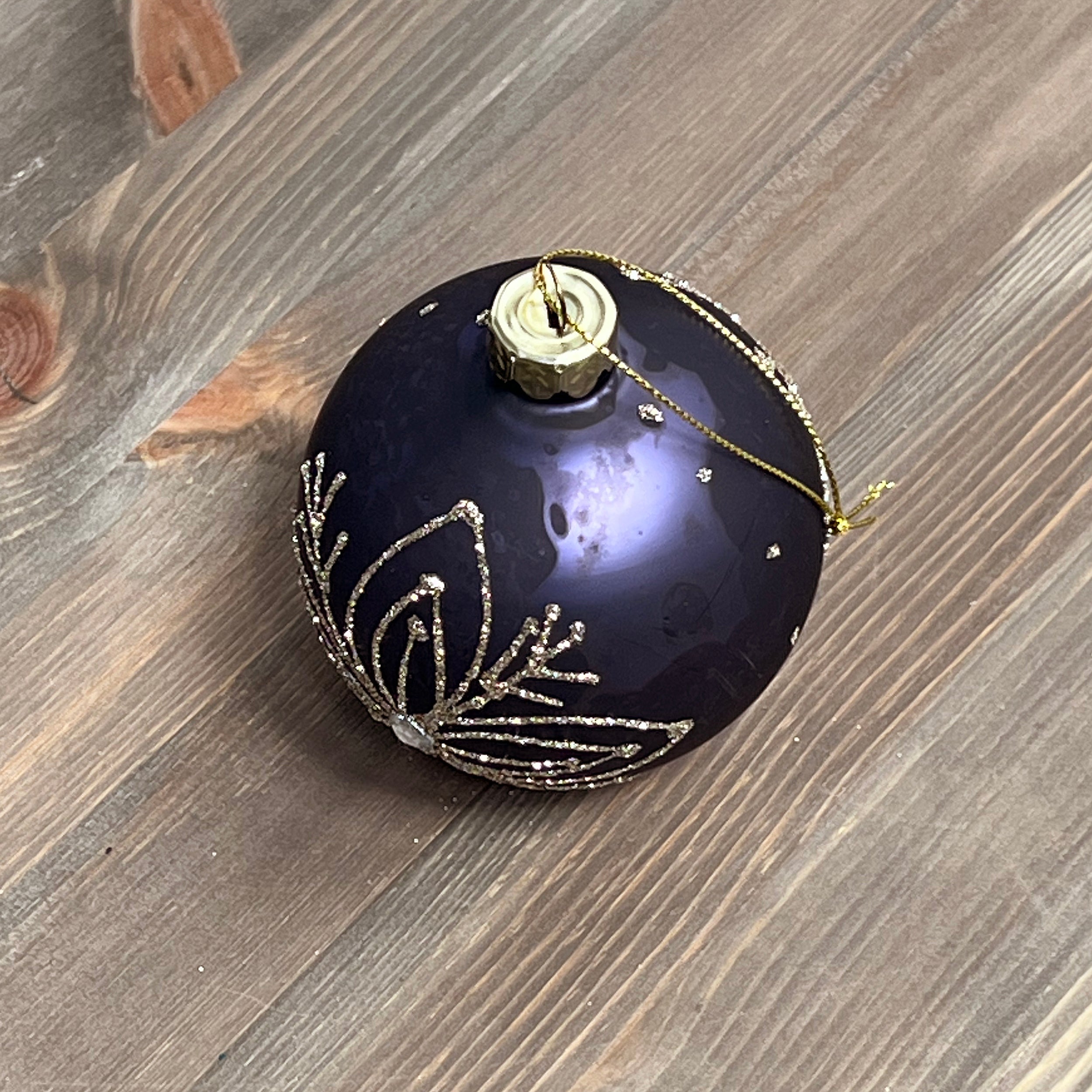 Festive Navy/Gold Glitter Snowflake Bauble - 8cm