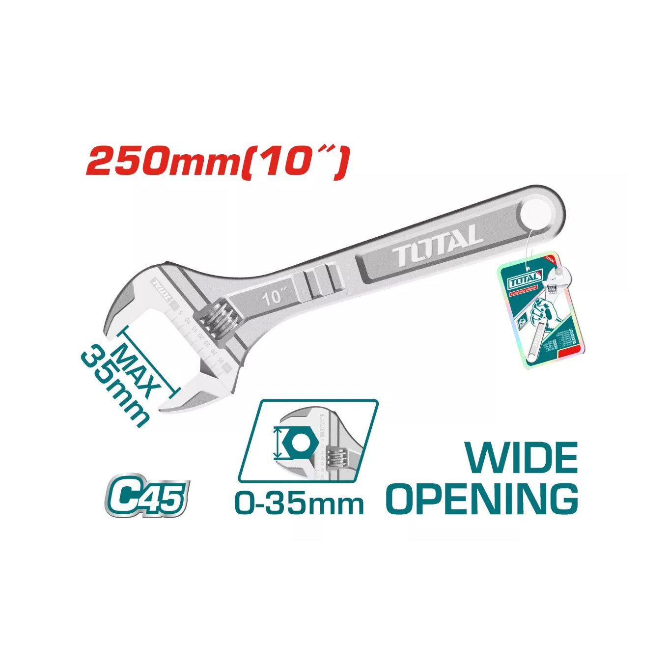 Total Adjustable Wrench 250mm / 10" - THT1010103