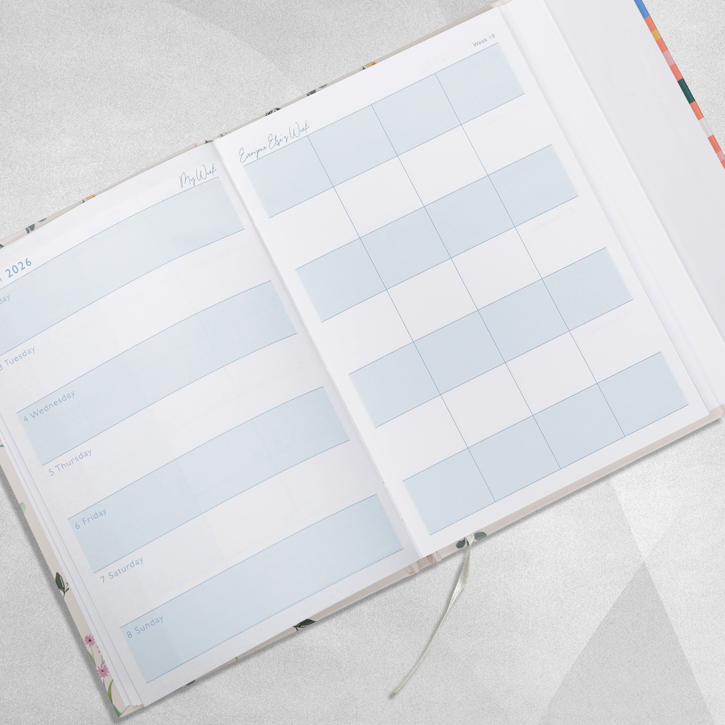 2026 Hardback A5 Family Organiser - Week to View - Botanical Design