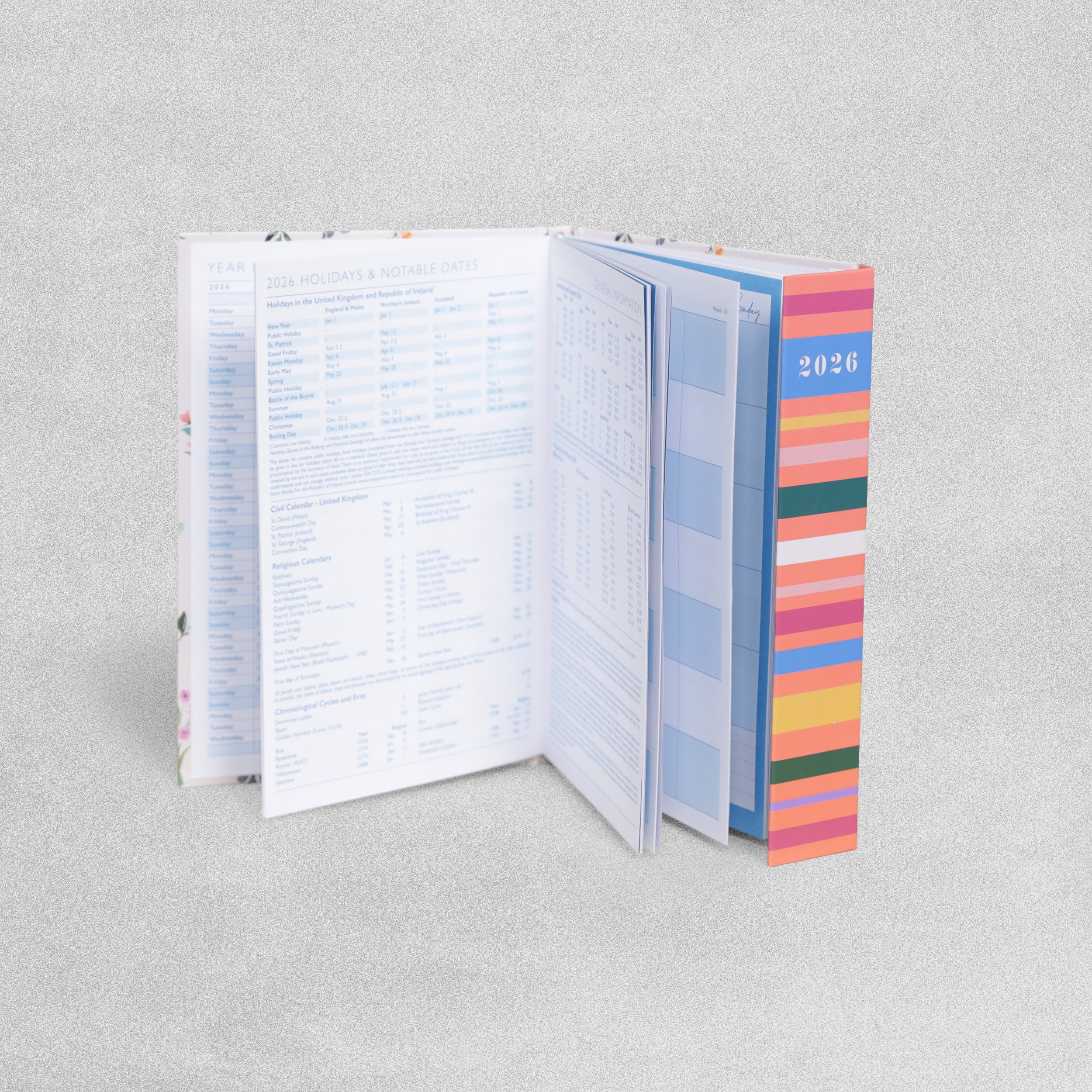 2026 Hardback A5 Family Organiser - Week to View - Botanical Design