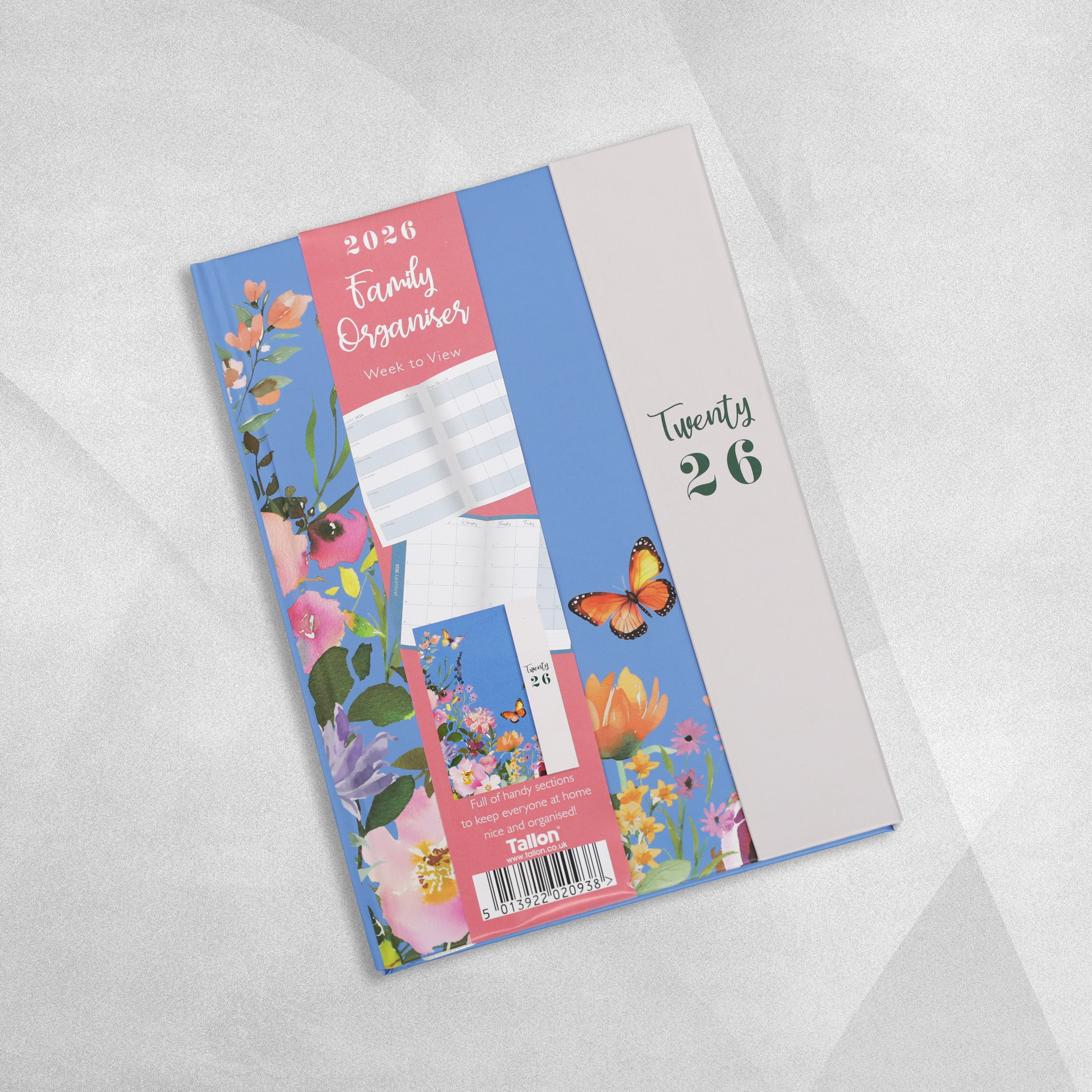 2026 Hardback A5 Family Organiser - Week to View - Botanical Design