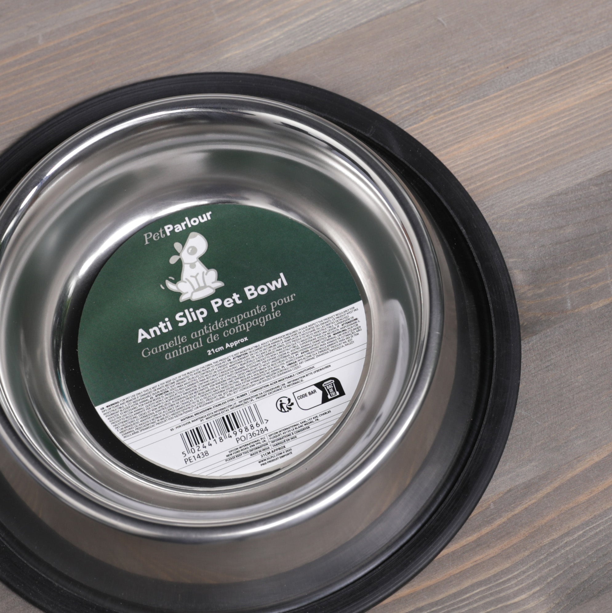 Pet Parlour Stainless Steel Anti Slip Pet Bowl - 21cm