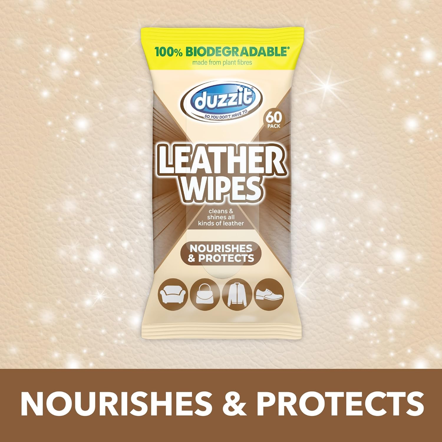 Duzzit Biodegradable Leather Wipes - 60pcs
