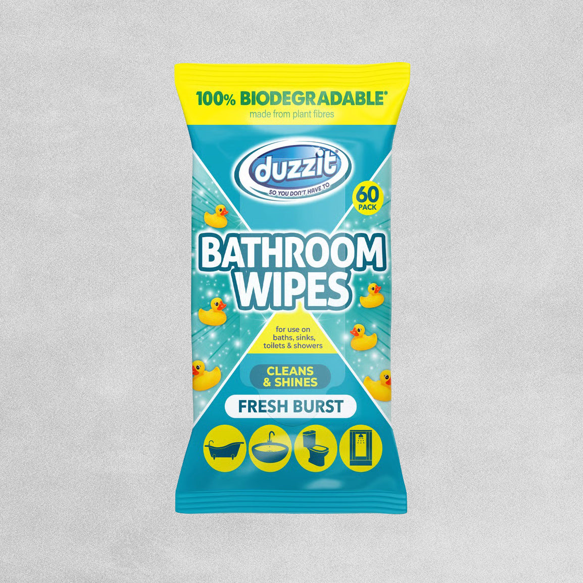 Duzzir Biodegradable Fresh Burst Bathroom Wipes - 60pcs