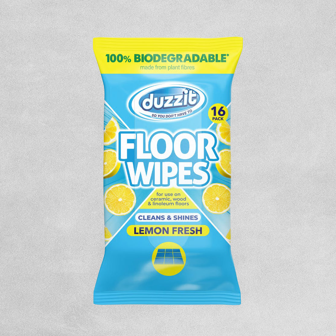 Duzzit Biodegradable Lemon Fresh Floor Wipes - 16pcs