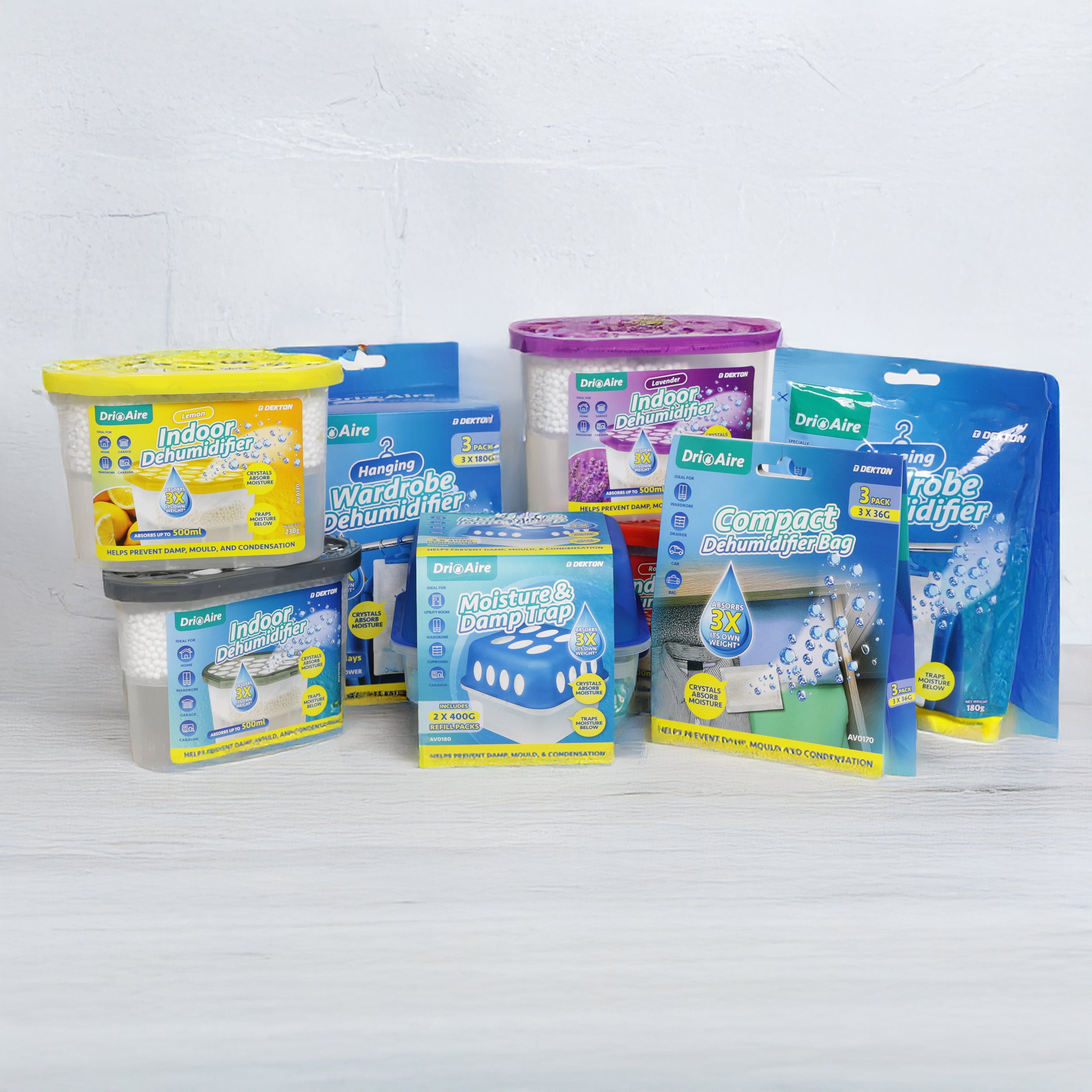 3 Pack Hanging Wardrobe Dehumidifier 180g