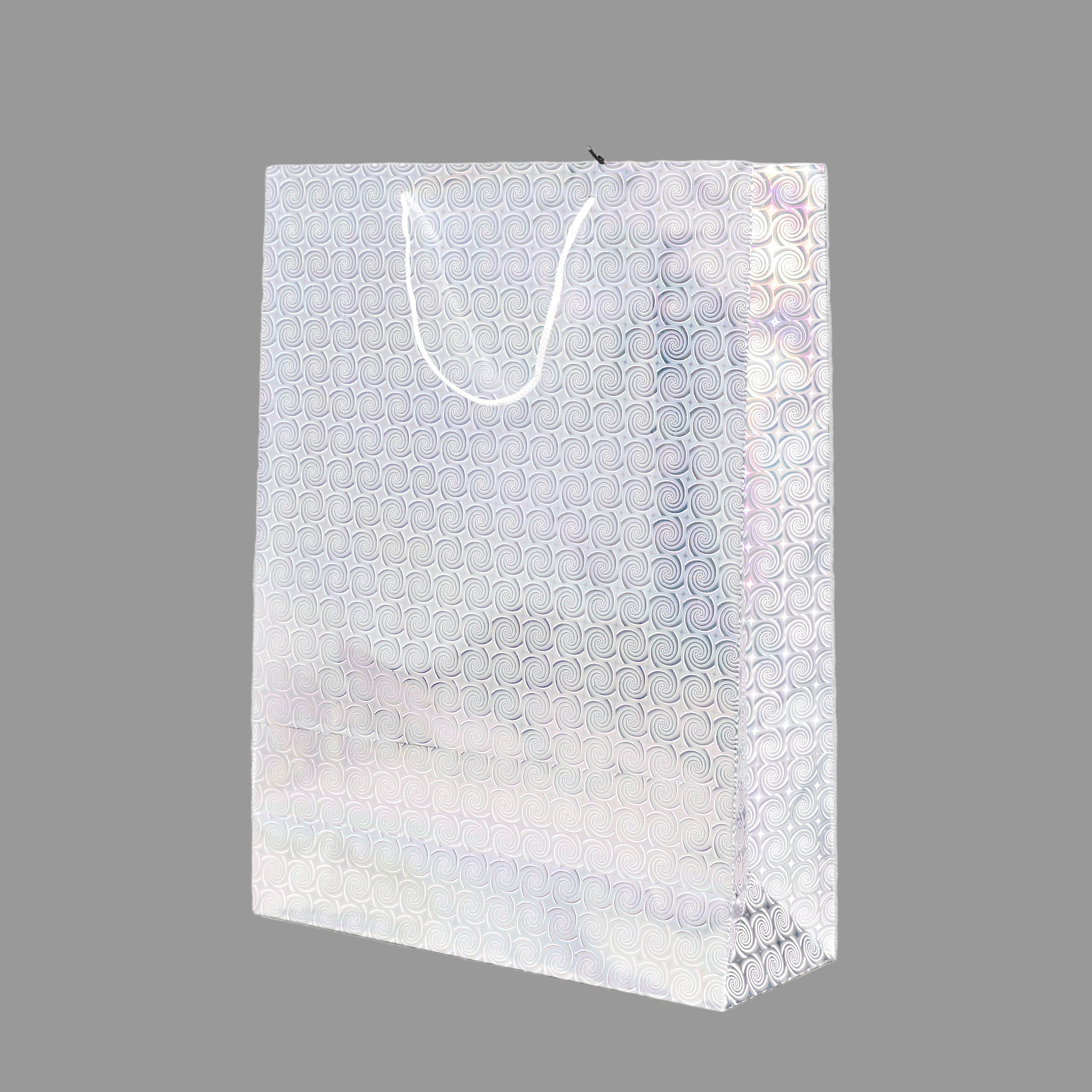 Christmas Gift Bags Silver Holographic Design - 41 x 30 x 11cm - 12pcs