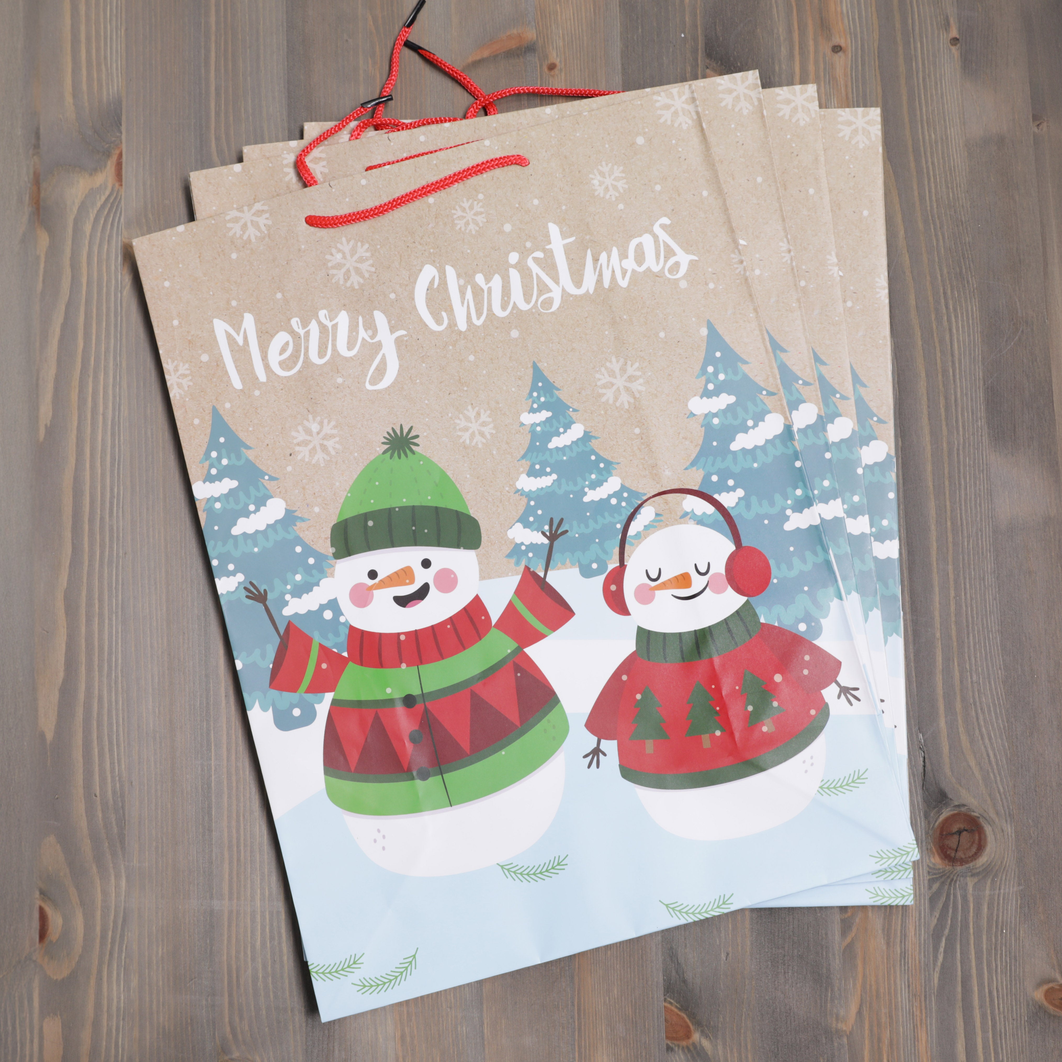 Christmas Gift Bags Snowman Design - 42 x 31 x 15cm - 12pcs