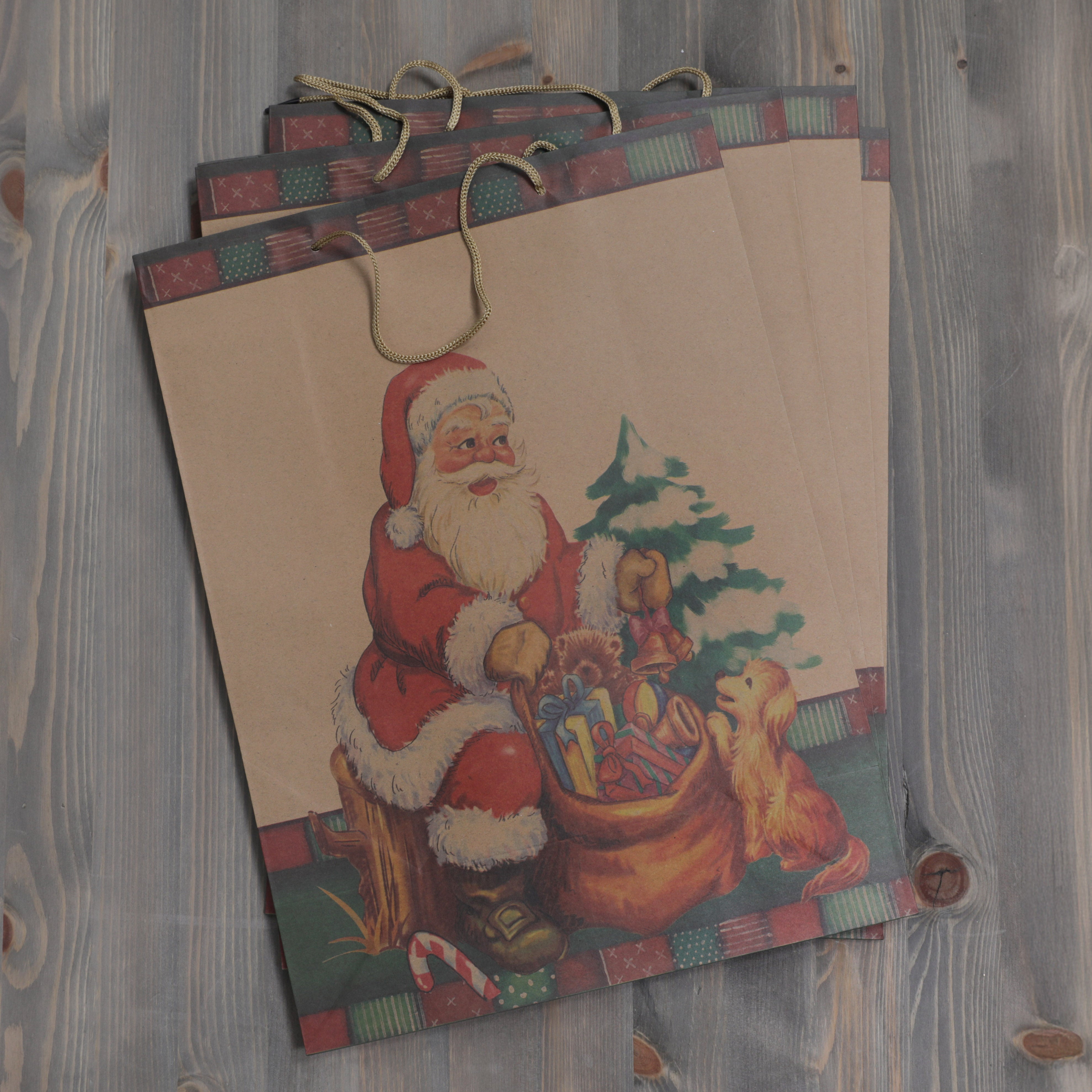 Christmas Gift Bags Father Christmas Design - 42 x 31 x 15cm - 12pcs