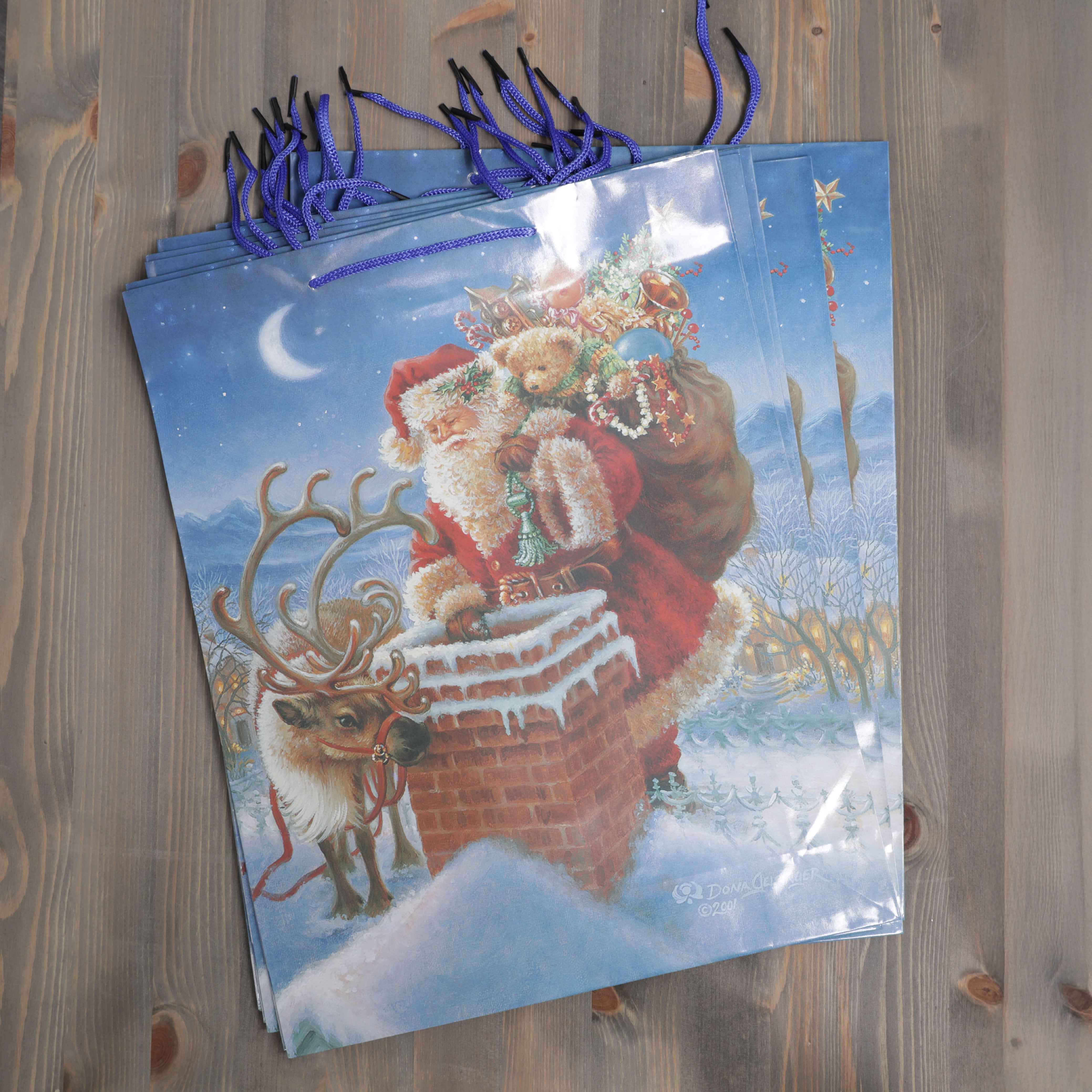 Christmas Gift Bags Father Christmas Design - 41 x 32 x 9cm - 12pcs