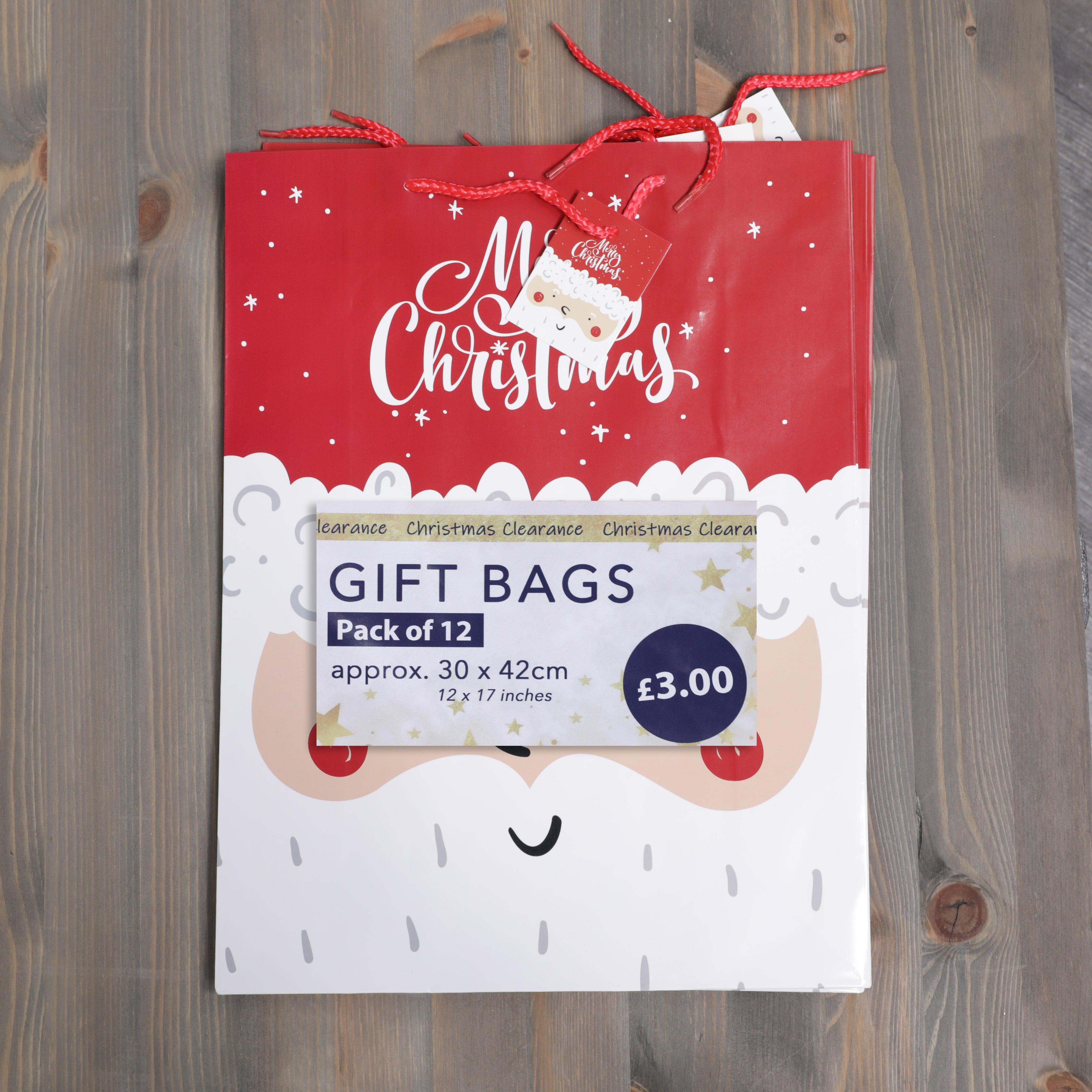 Christmas Gift Bags Father Christmas Design - 40 x 30 x 12cm - 12pcs