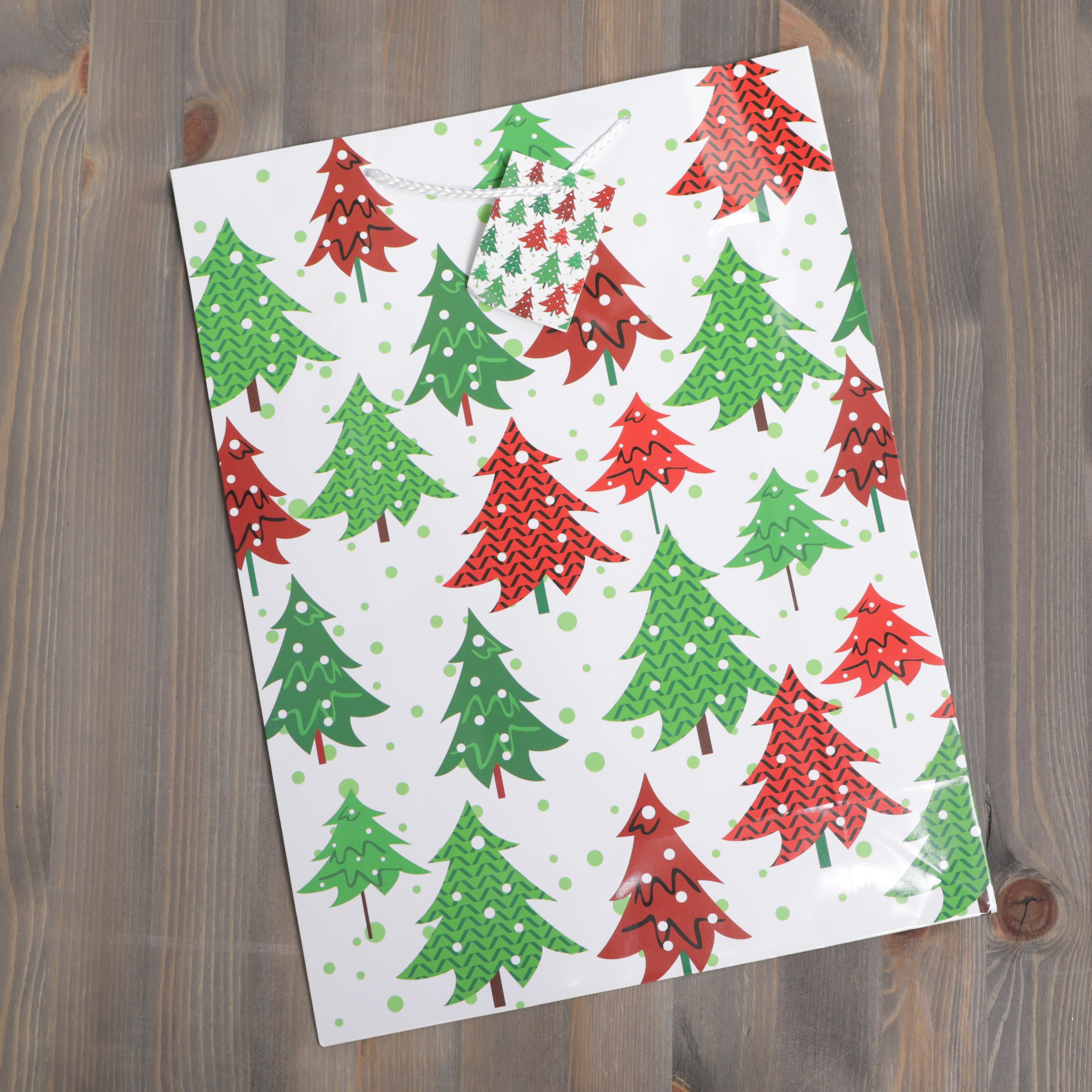 Christmas Gift Bags Red/Green Christmas Trees Design - 40 x 30 x 12cm - 12pcs