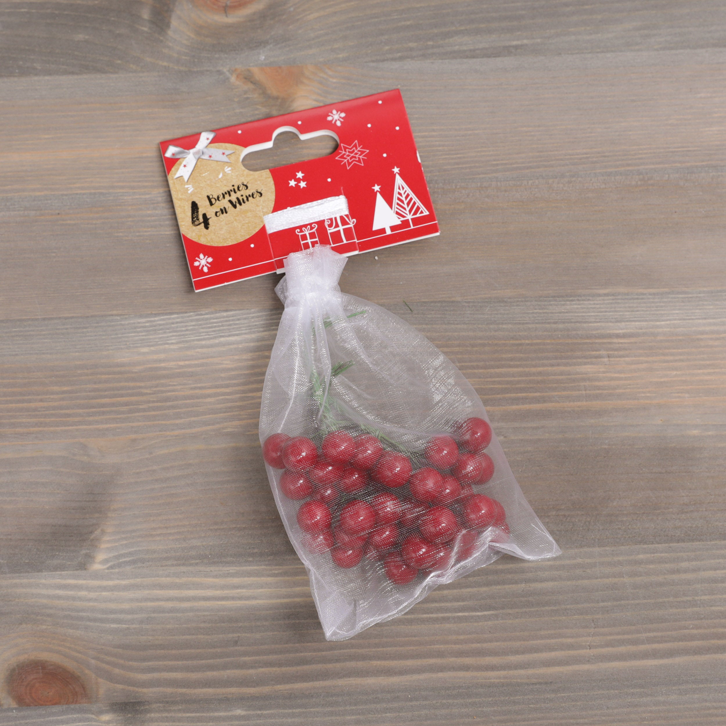 Red Berries on Wires - 4pcs
