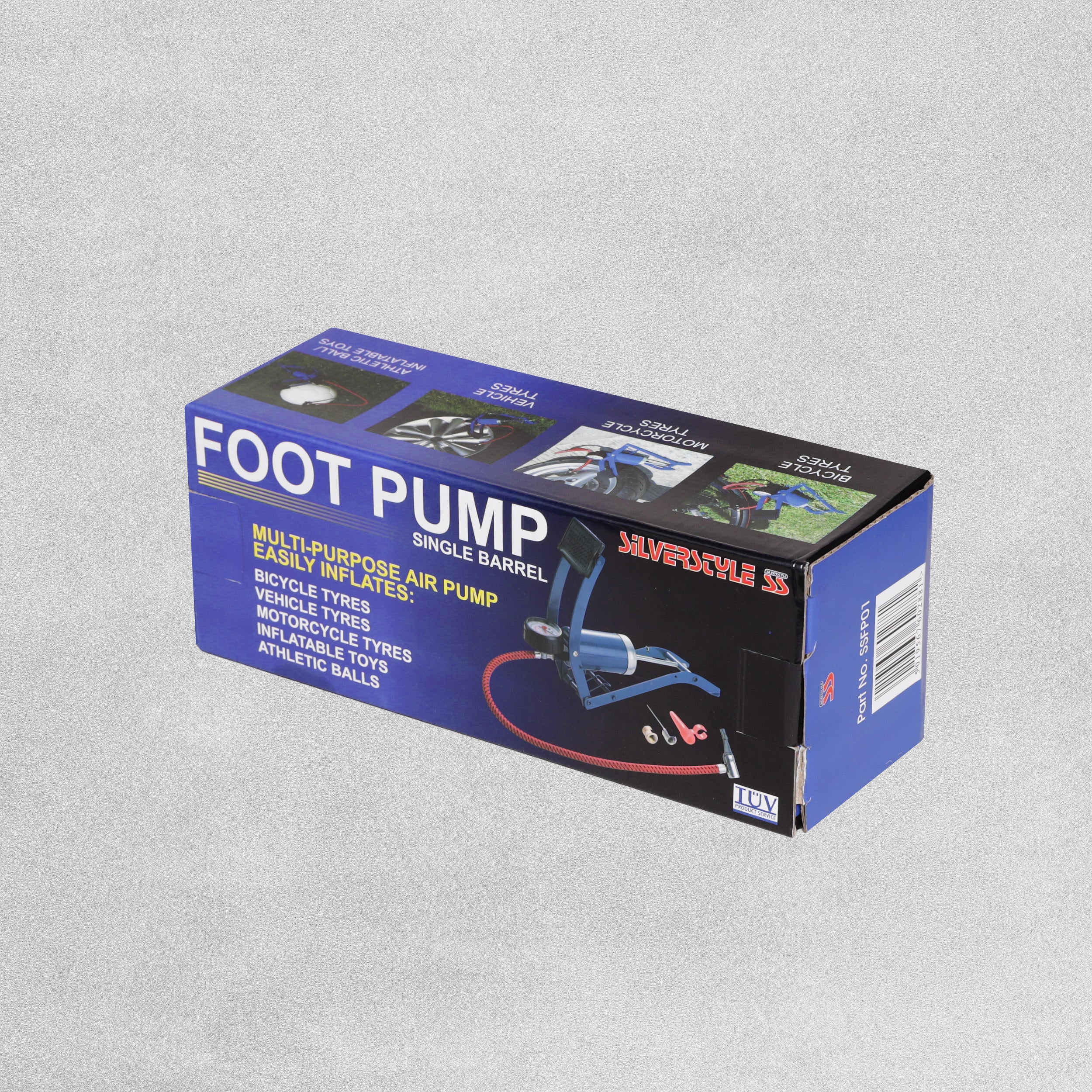 Silverstyle SS Foot Pump- Single Barrel- Multi-Purpose Air Pump