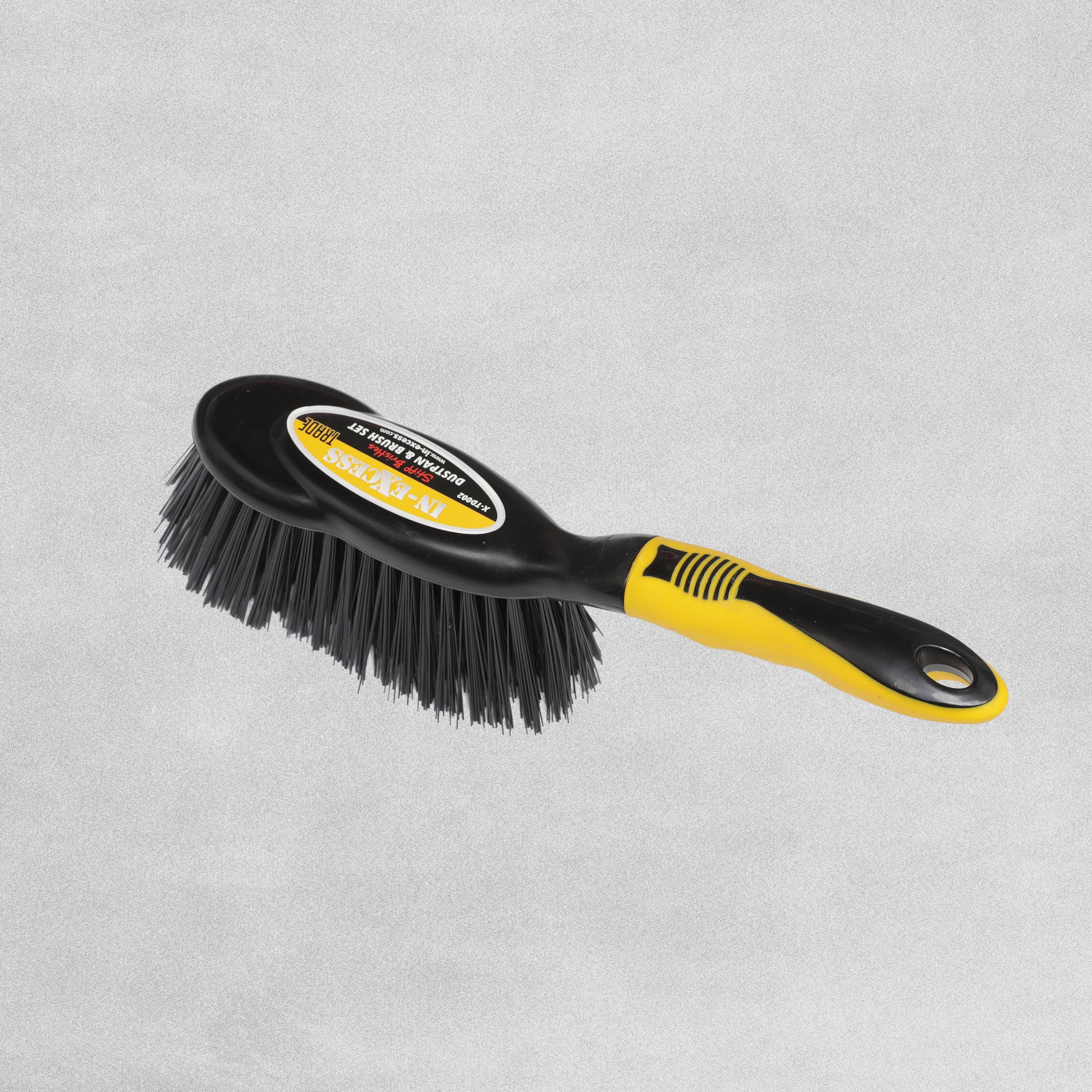 IN-EXCESS Trade Dustpan & Brush Set Black With Stiff Black Bristle