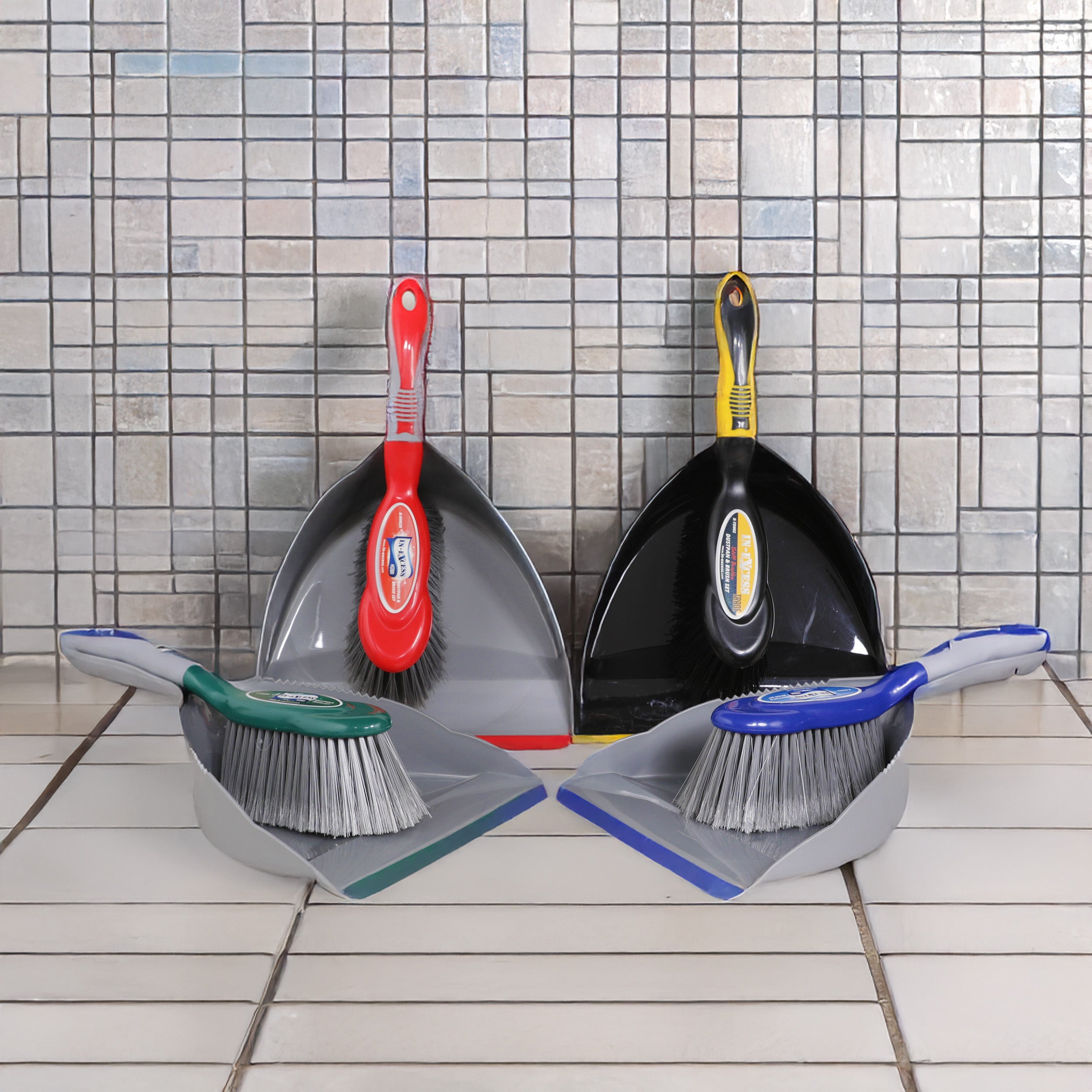 Home Dustpan & Brush Set Fern/Grey In-Excess