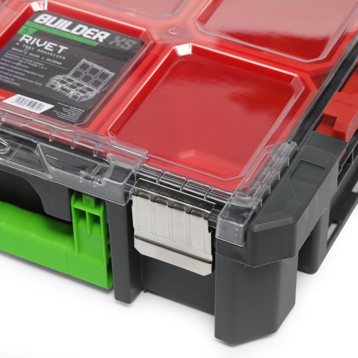 Builder Pro Stack-Form Modular Tool Boxes - 6 Tray Organiser (RIVET)