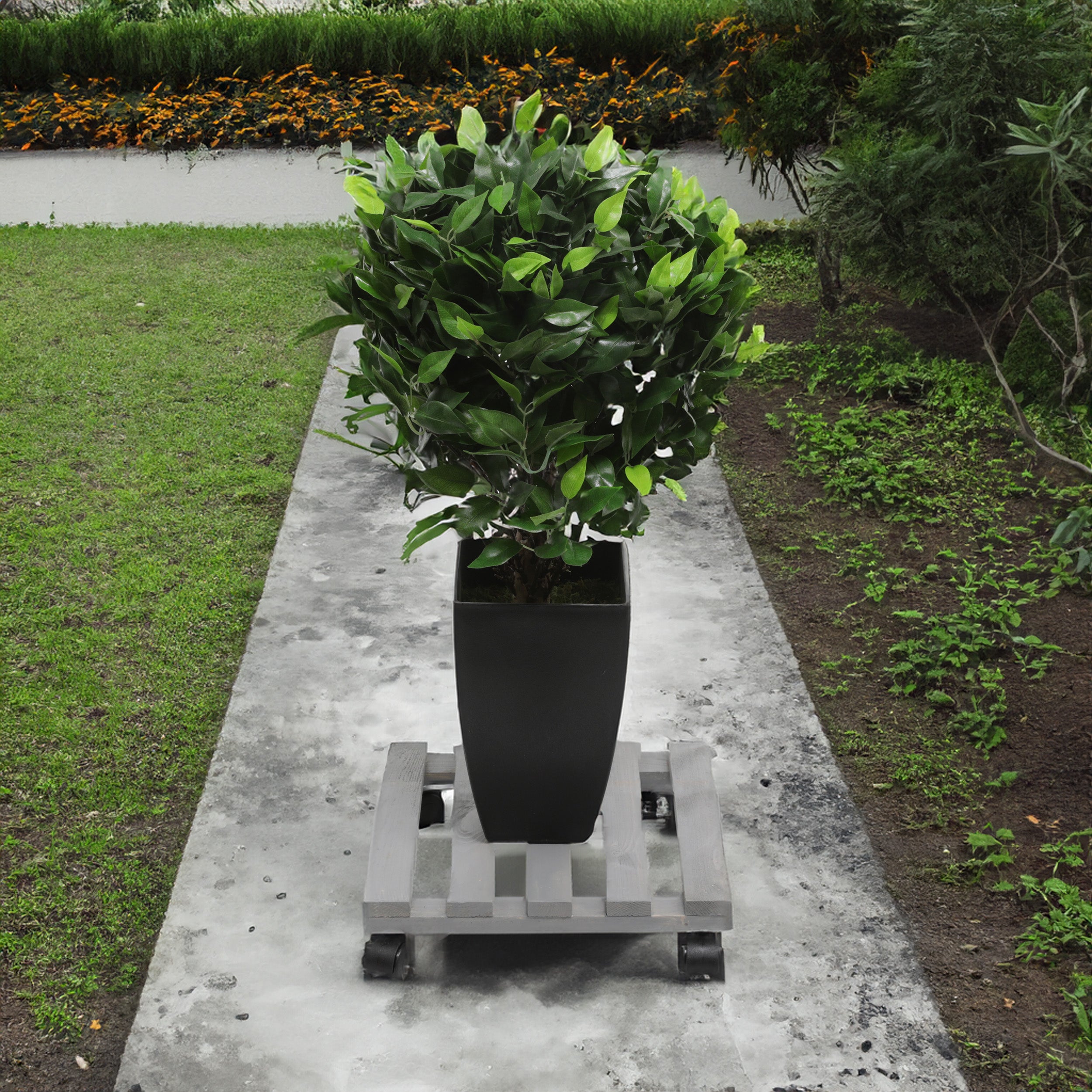 Woodlodge Grey Square Plant Pot Trolley 30cm