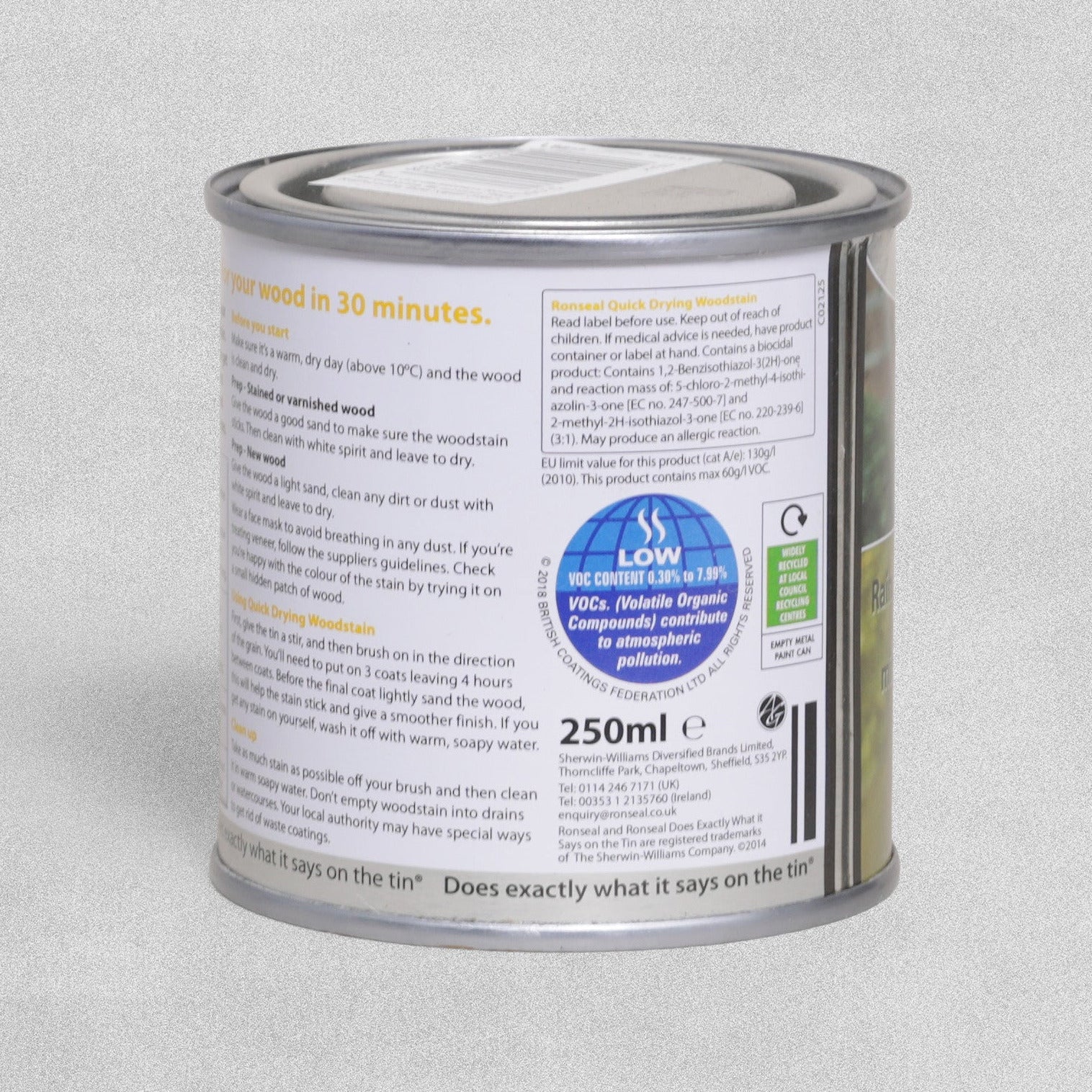 Quick Dry Woodstain Gloss Teak 250ml Ronseal Wood Stain